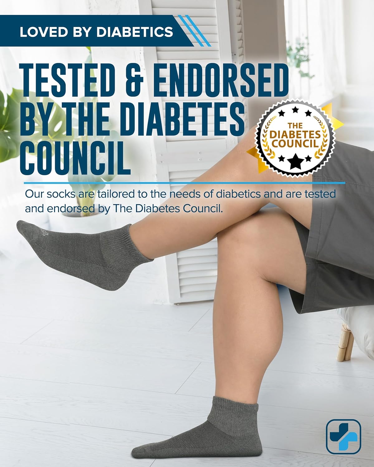 Doctor's Select Diabetic Socks for Men - 4 Pairs Diabetic Ankle Socks for Men | Non Binding Neuropathy Socks - Image 4