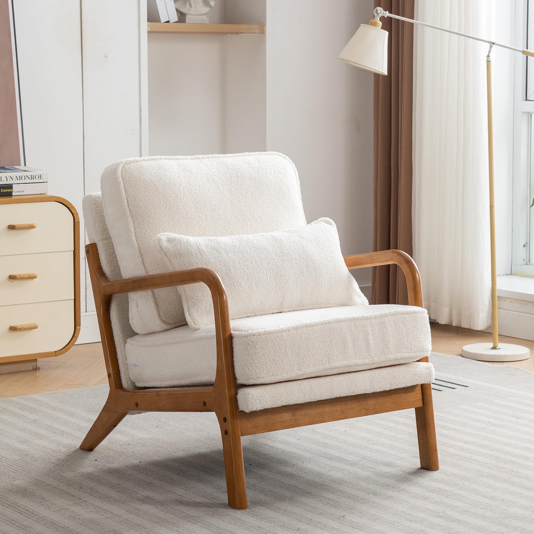 Amazon.com: SEYNAR Mid-Century Accent Chair,Sherpa Fabric