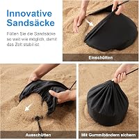 WolfWise UPF50+ Strandpavilon Homokrögzítővel - 2,3x2,3m Kék Strandsátor 2-6 Személynek, Szélálló, Vízálló, Könnyű Összeszerelés 6