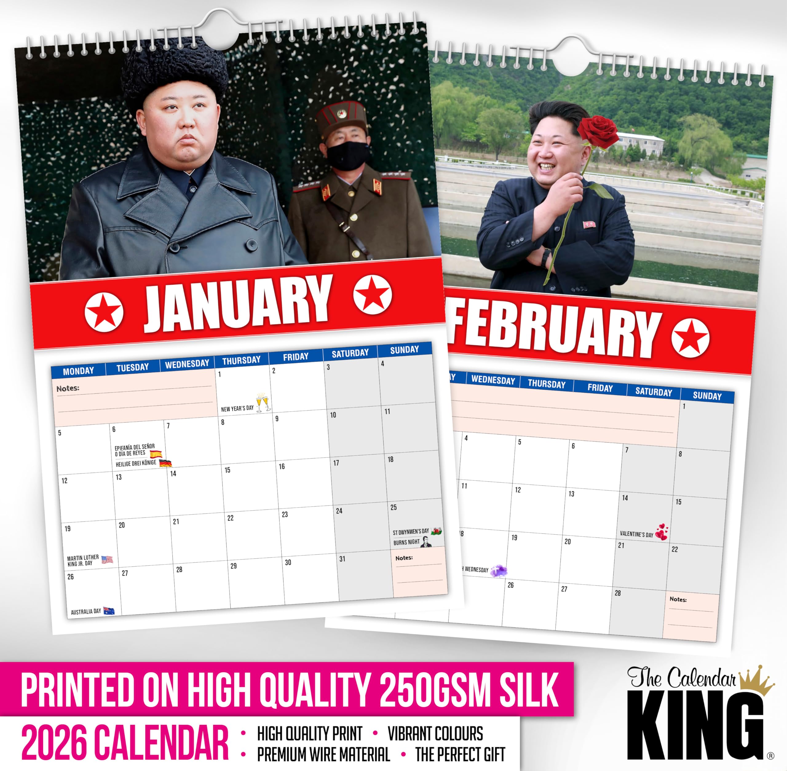 The Calendar King - Kim Jong-Fun - 2026 Wall Calendar - Funny/Quirky - View #13