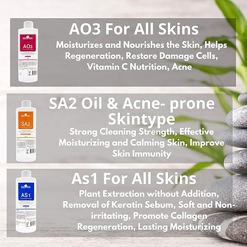 Miniatura 3 de Uso profesional para salón de belleza  3 botellas  50 esponjas faciales  Cuidado de la piel Aqua Peeling Serum líquido de limpieza facial