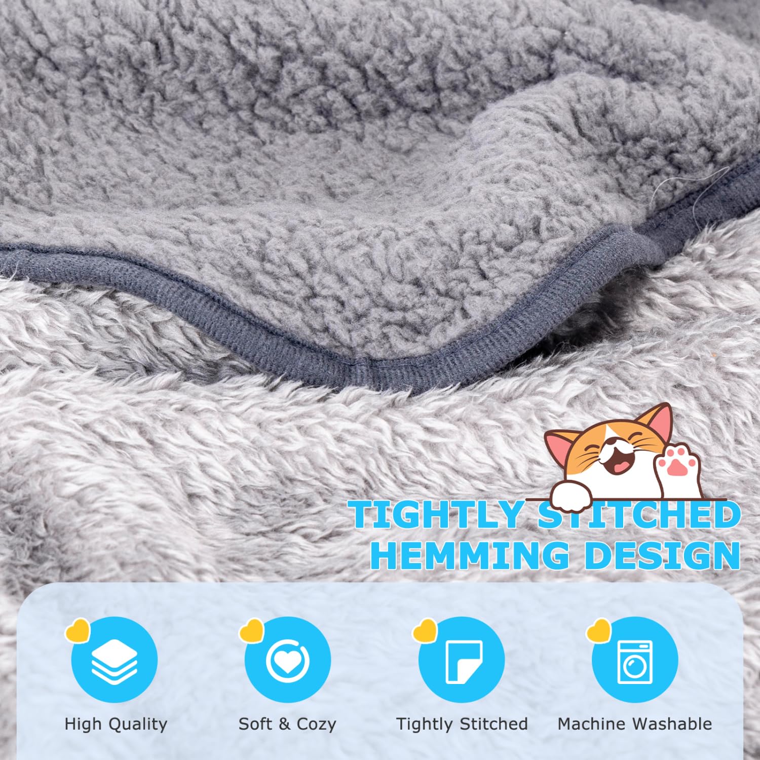 Nobleza 2 Pezzi Coperta per Cane Gatto Lavabile Soffice Durevole, Morbida Coperta in Pile per Cani e Gatti, per Cani, Gatti, Conigli E Altri Animali Domestici, Grigio Scuro e Grigio Chiaro, 100*80 cm