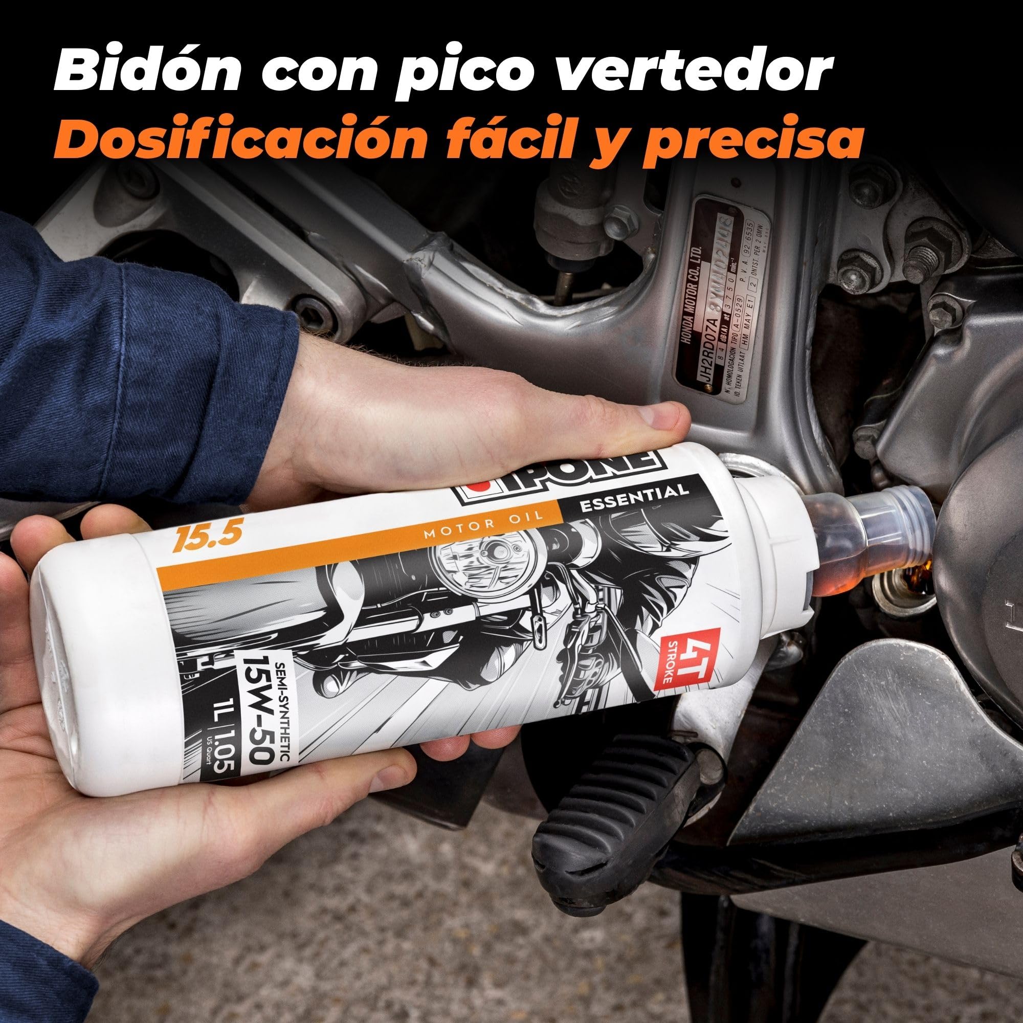 IPONE - Aceite Moto 4 Tiempos 15W50 15.5-4L - Semisintético - Protección del Motor - Lubricación Óptima