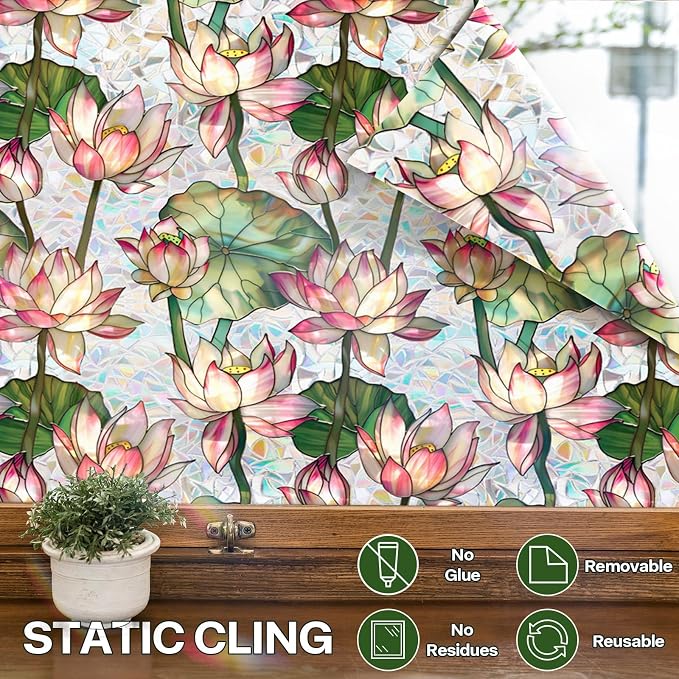 Vinilo decorativo para ventana Lotus 17x78.74 pulg miniatura 6
