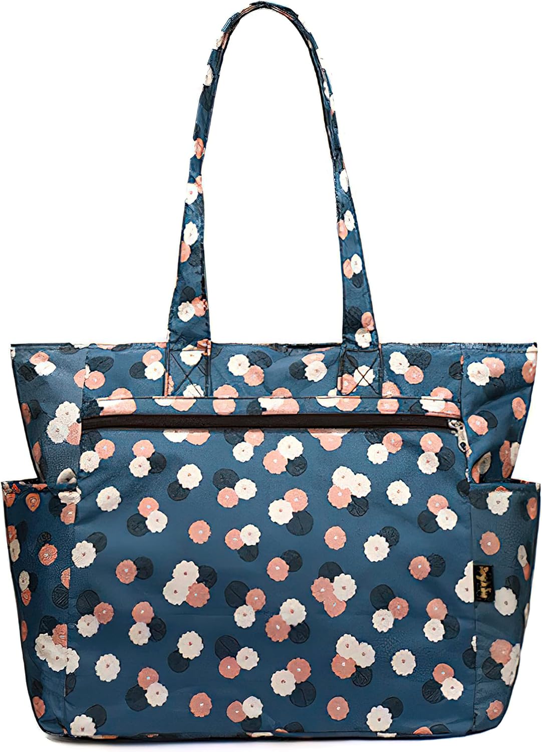 Floral Tote Water-resistant Large Shoulder Bag for Shopping School Work College Yoga Travel Beach Daily Use with Multi Pockets, Cyan Blue