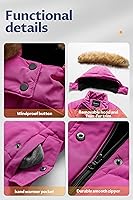 Vista 6 de CREATMO US Chaqueta de esquí larga con forro polar para niña con capucha de pelo grueso