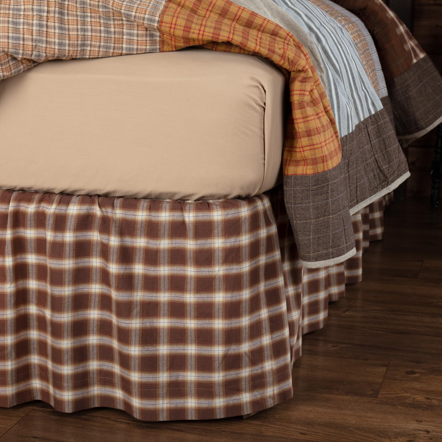 VHC Brands Rustic & Lodge Farmhouse Rory Bed Skirt, Twin 39x76x16, Chocolate Brown