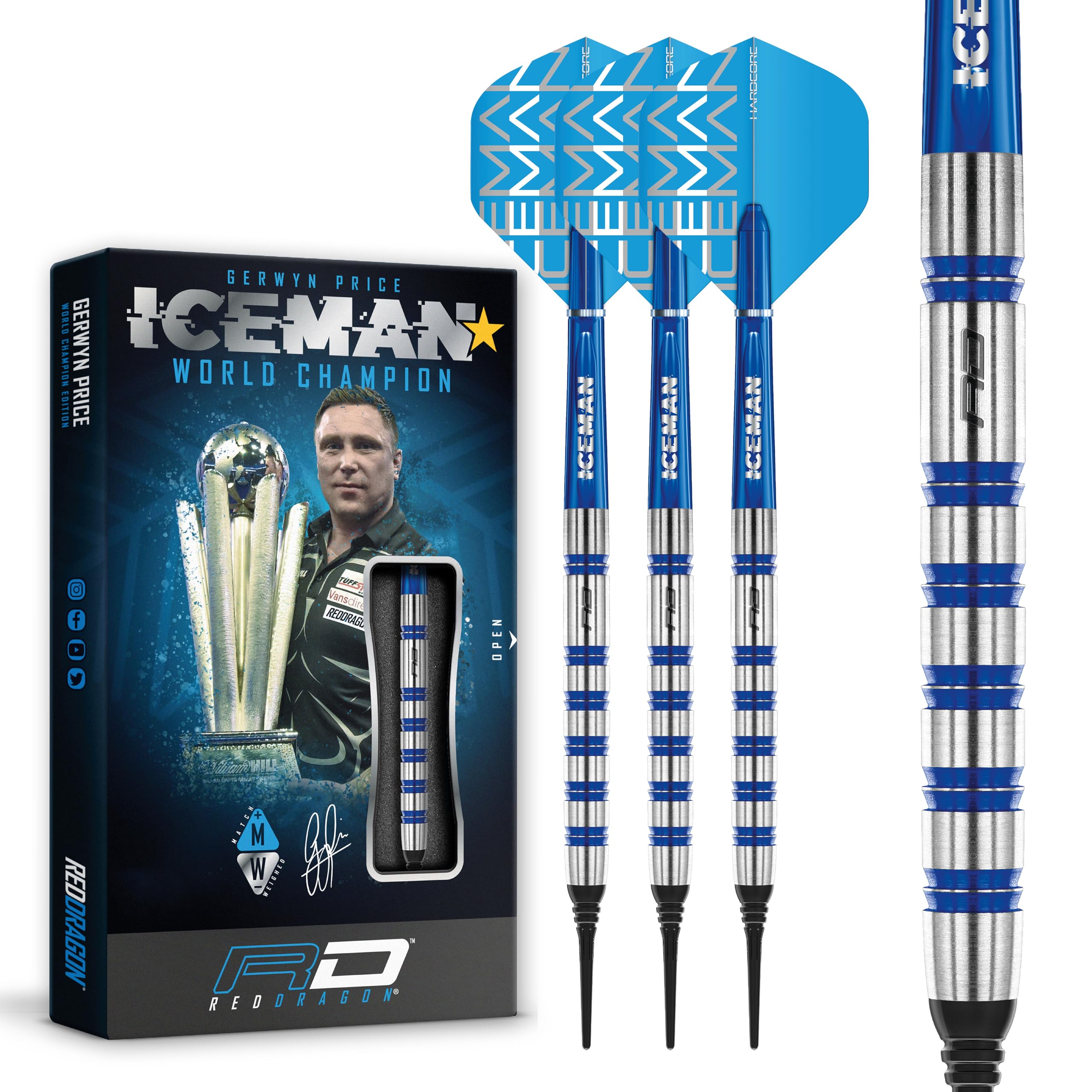 Red Dragon Iceman World Champion ダーツセット RED DRAGON Gerwyn Price Iceman Challenger 18g Tungsten Steel Darts