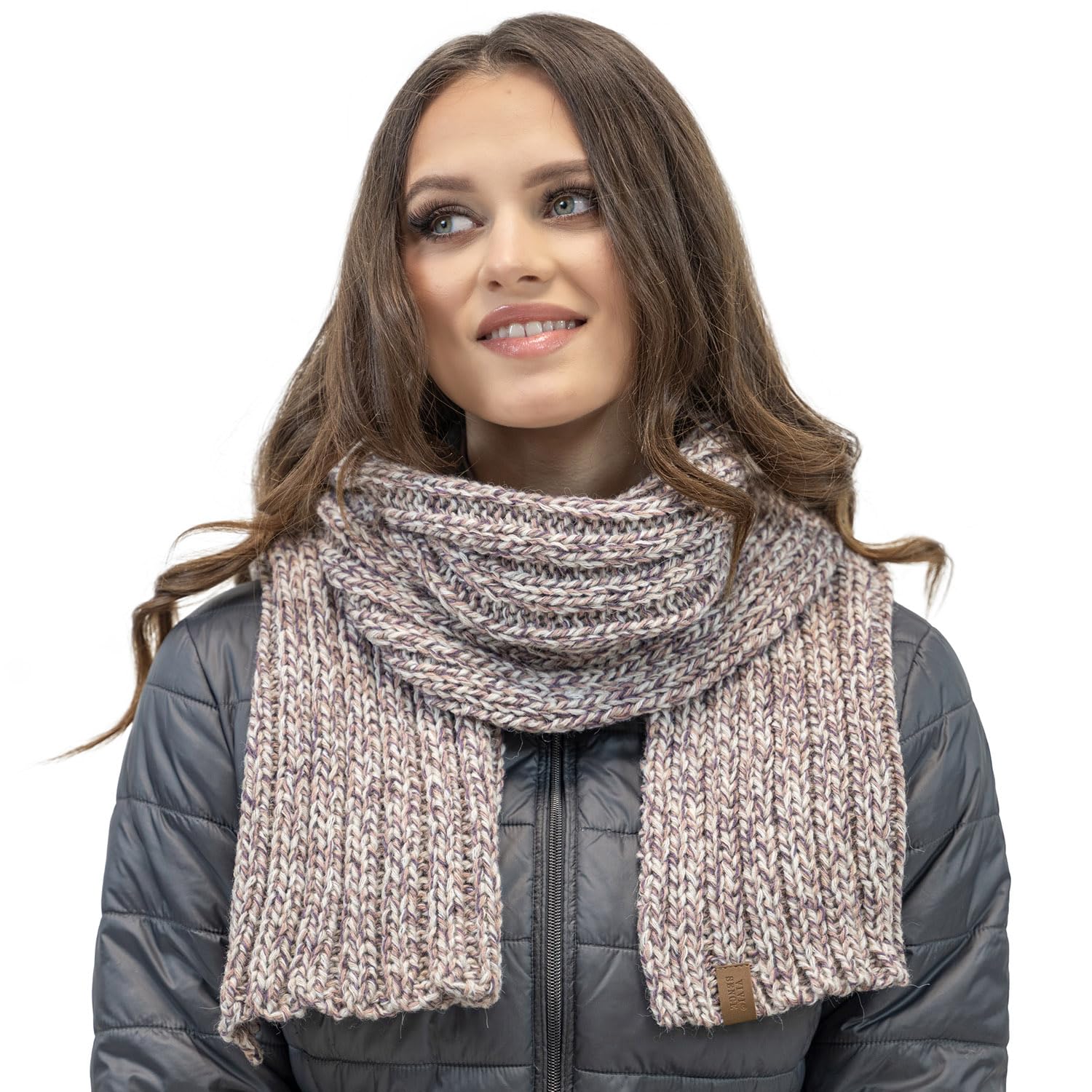 Écharpe femme automne hiver longue bicolore en fil chaud doux vêtement élégant mode 7107