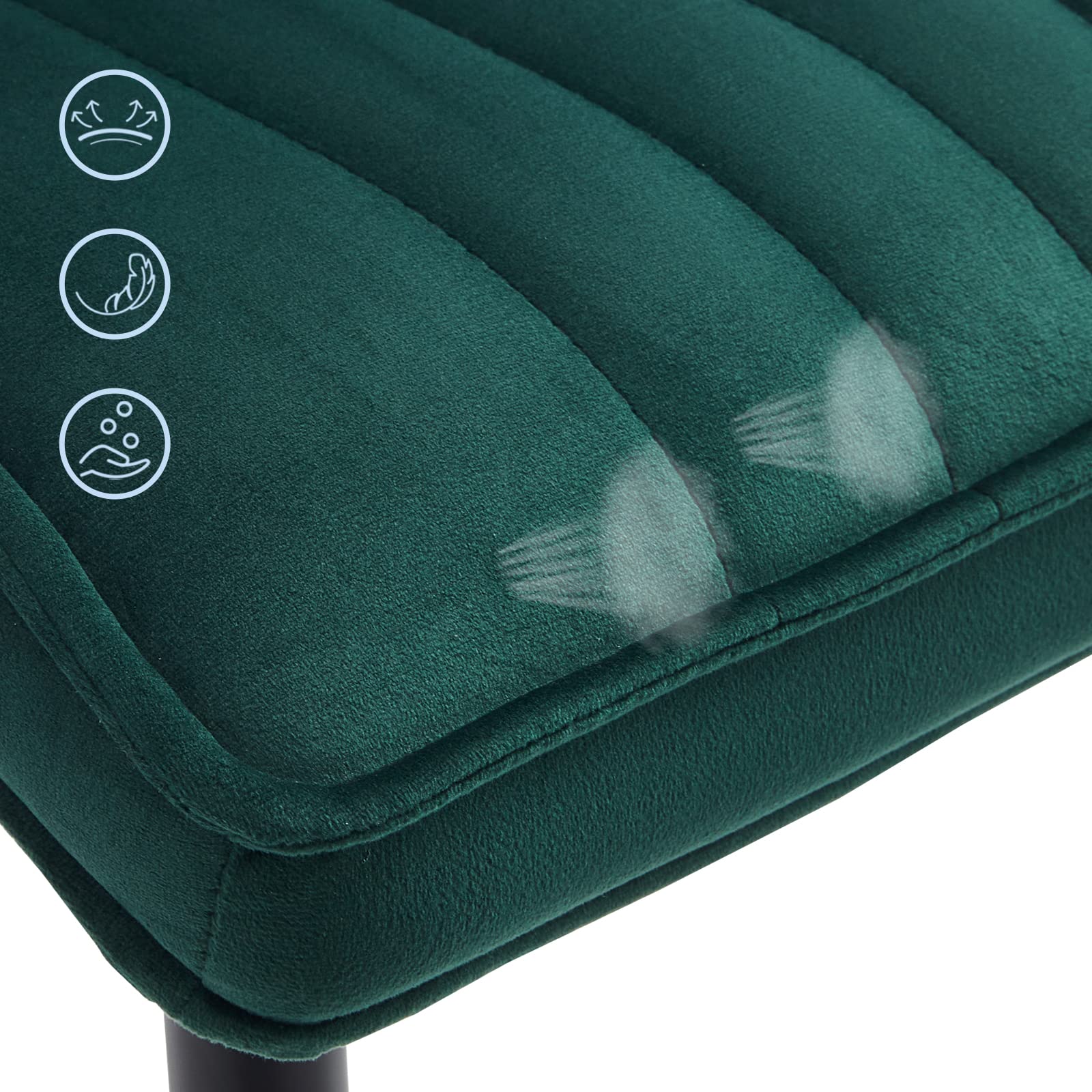 Set di 4 sedie da pranzo in velluto verde – eleganti sedie da bancone da cucina con schienale morbido e robuste gambe in metallo, perfette per casa, ufficio e soggiorno