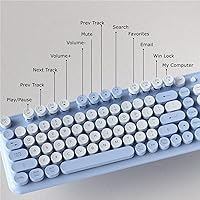 Vista 5 de Teclado Bluetooth inalámbrico, teclado retro de tamaño completo para computadora, laptop, Windows, Mac y PC (azul)