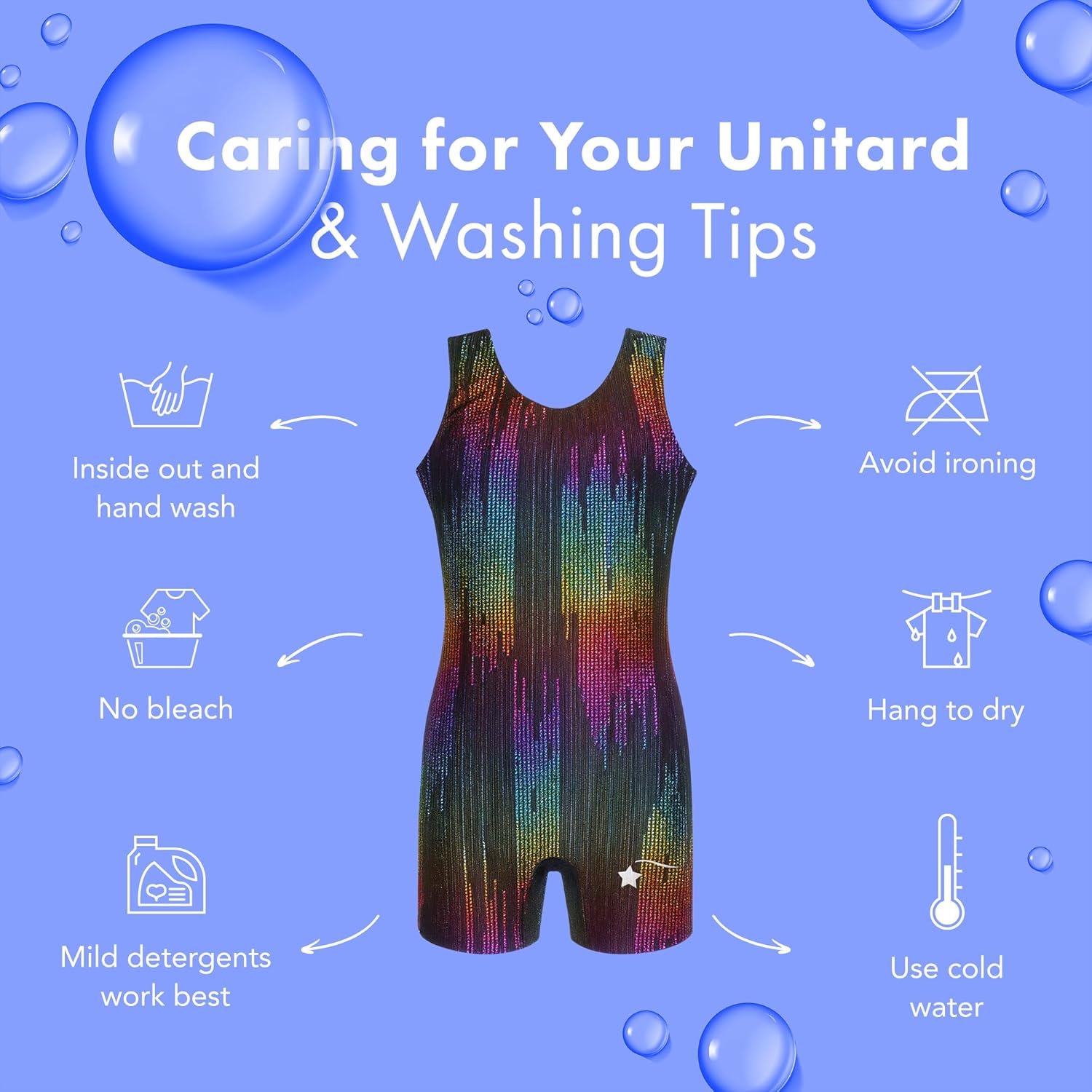 Destira Paris Nights Gymnastics Unitard for Girls, Glitter Rainbow Foil Fabric Biketard With Matching Scrunchie - Image 4