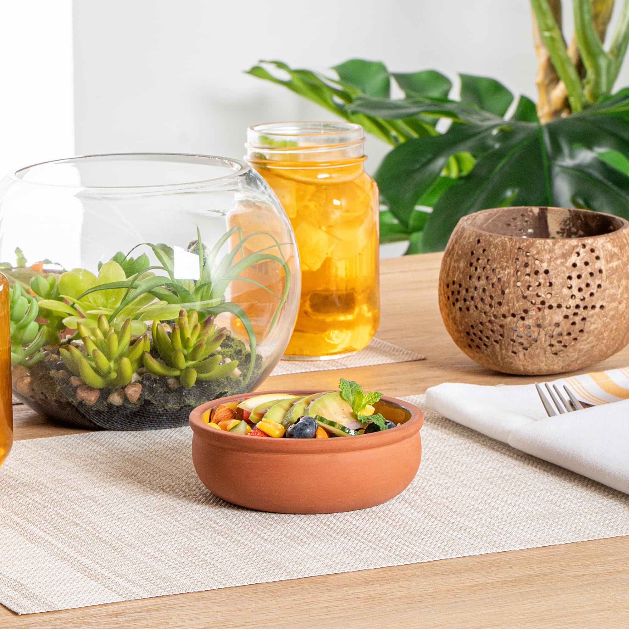 Restaurantware -Terra Tek - Cazuelas in terracotta, 10 pentole in terracotta smaltata gialla per cucinare, pronte per il forno, microonde, pentole da portata in terracotta, lavabili in lavastoviglie,