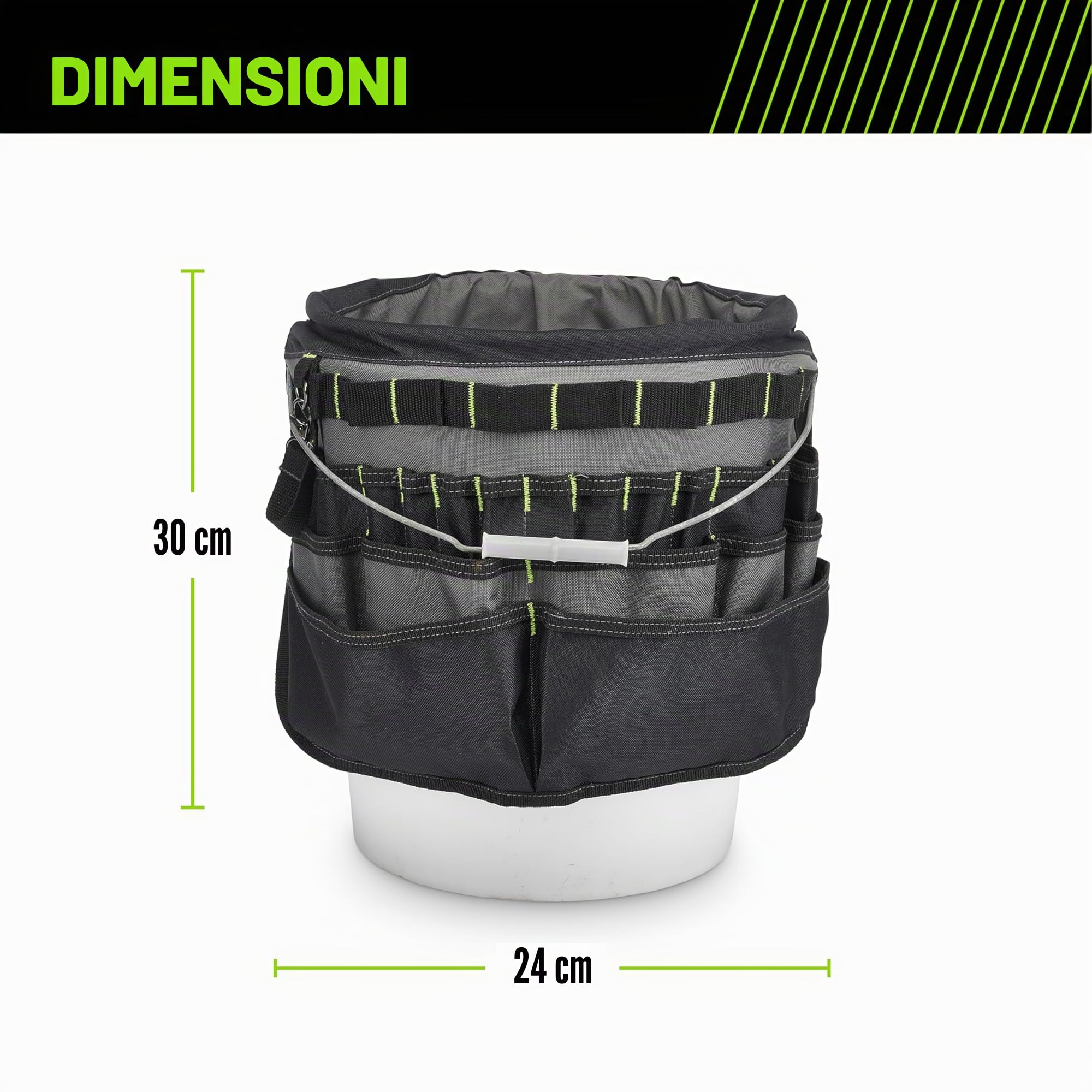 AWP 51-Pocket Bucket Tool Organizer for Easy Tool Access, Fits Most 5-Gallon Buckets, Water-Resistant Construction