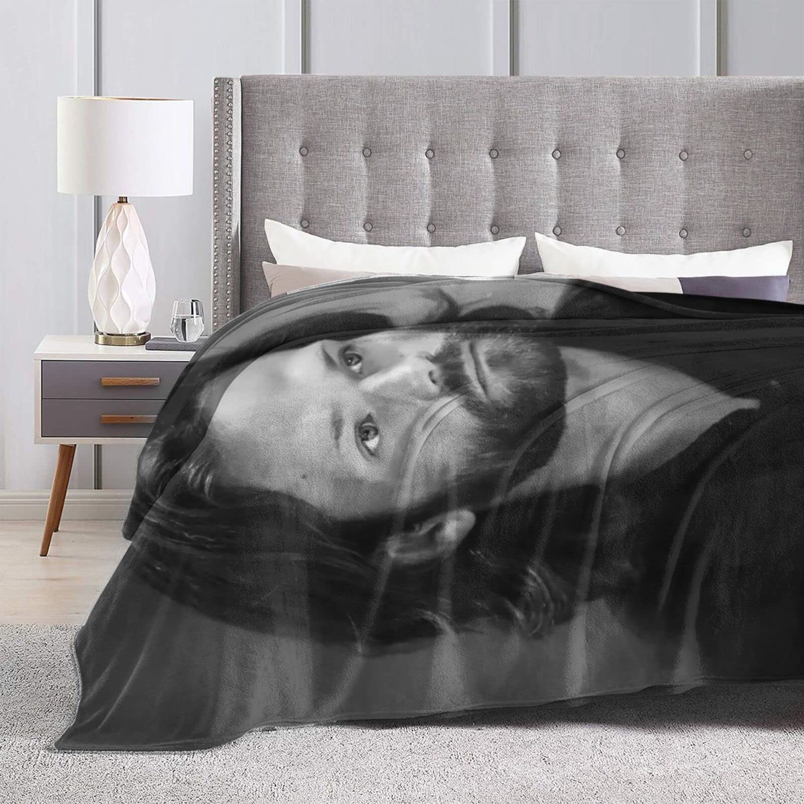 Jared Actor Padalecki koc, ultramiękki polar flanelowy lekki koc narzutowy ciepły klimatyzacyjny koc na kanapę sofę łóżko 202 x 152 cm, czarny, 127 x 102 cm