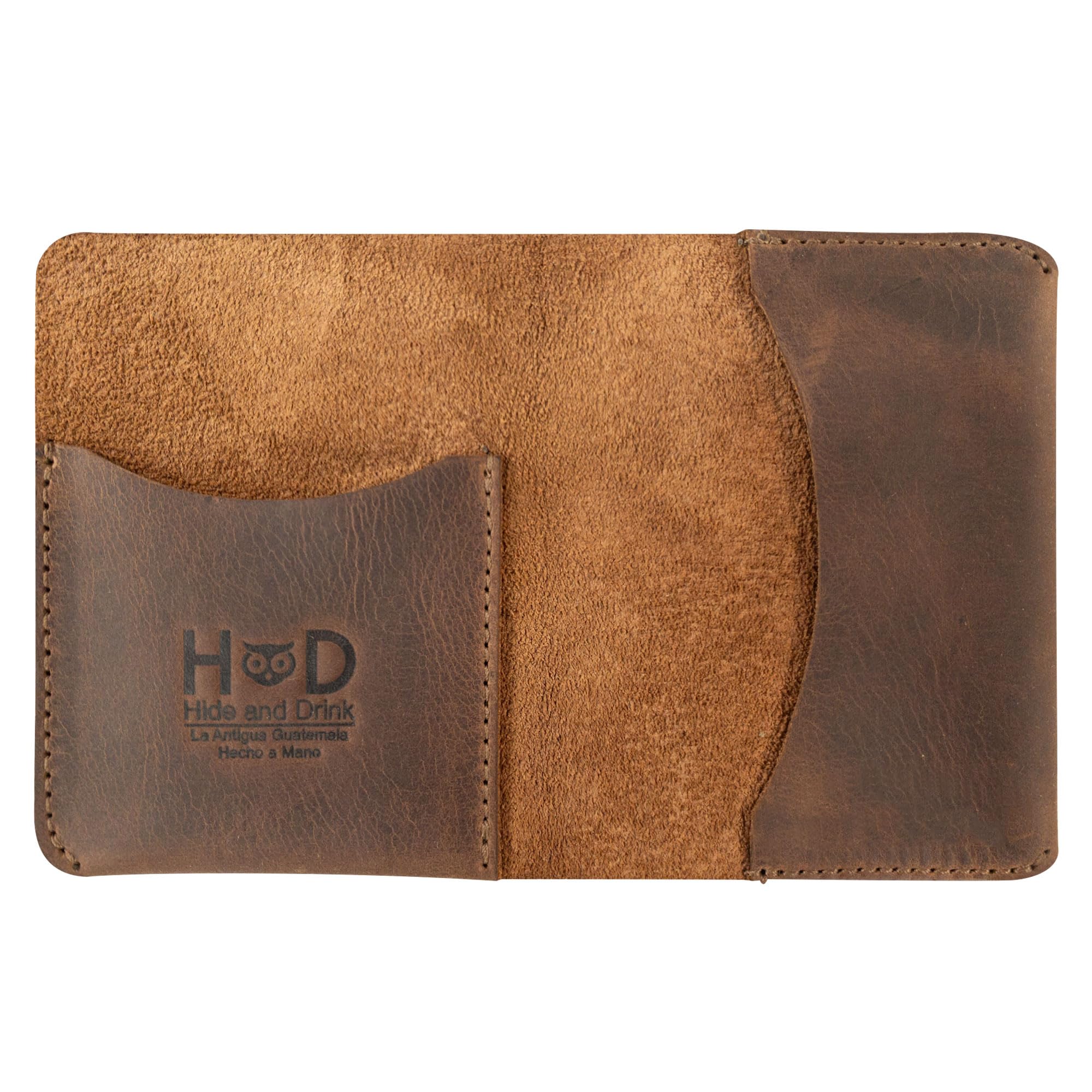 Hide & Drink, Leather Bifold Card Holder, Holds Up to 6 Cards/Organizer/Case/Wallet, Handmade Includes 101 Year Warranty :: Bourbon Brown