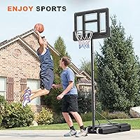 Vista 7 de Aro de baloncesto para deportes al aire libre, interior, portátil, de PVC, para jóvenes, jóvenes, adultos, ajustable, de 4.9 a 10 pies, para piscina