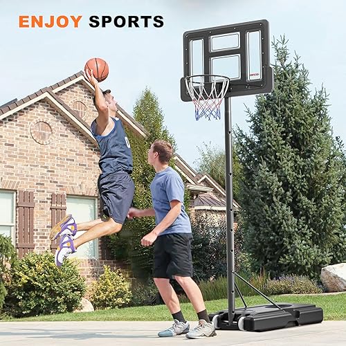 Miniatura 7 de Aro de baloncesto para deportes al aire libre, interior, portátil, de PVC, para jóvenes, jóvenes, adultos, ajustable, de 4.9 a 10 pies, para piscina