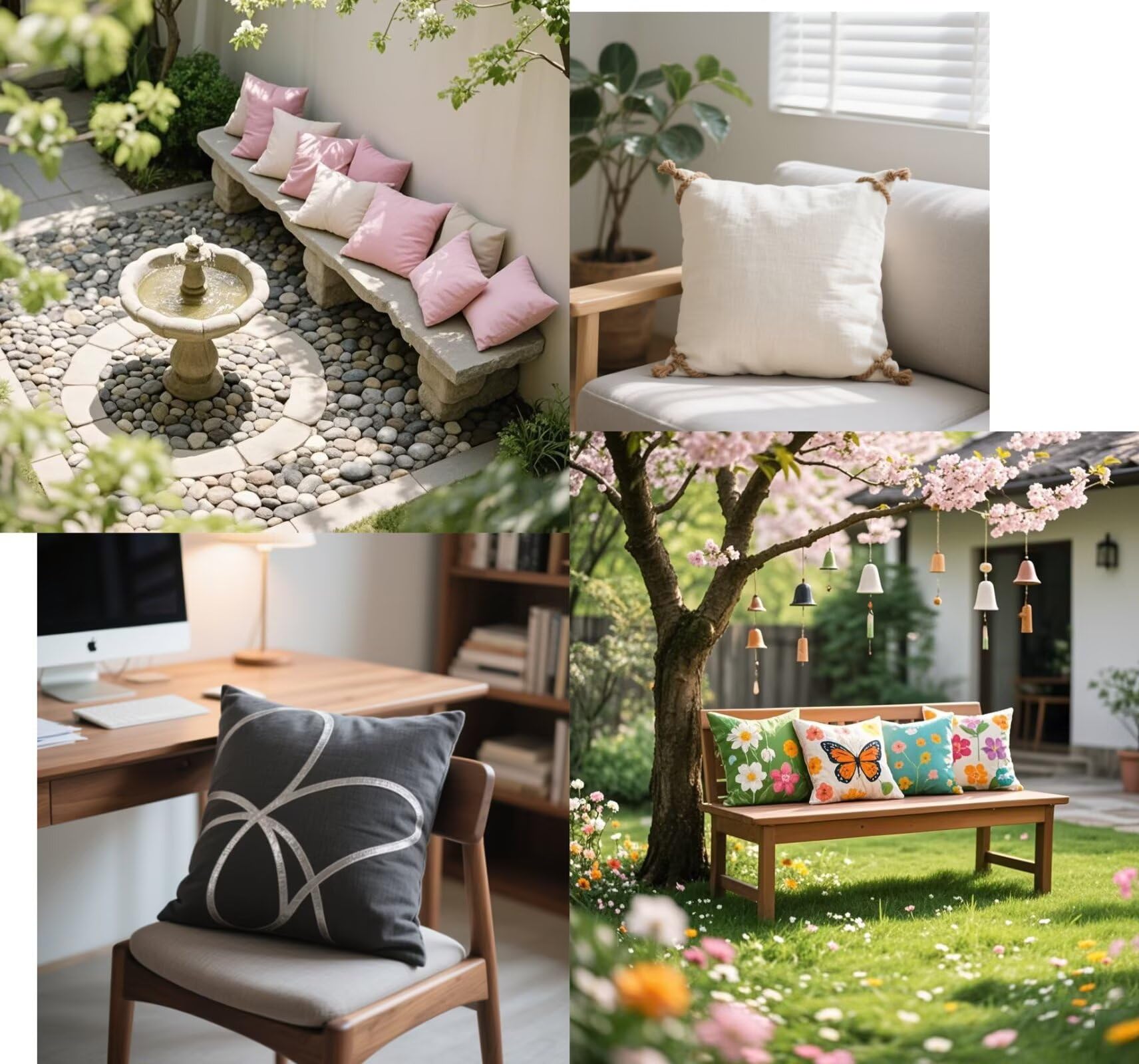 Outdoor Kissen Herbst Kissenbezug 80x80 cm Streifen 2er Set Quadratische Wetterfest Kissenbezug Leinen Kissenbezüge Doppelseitiger Druck, Deko Kissen Outdoor für Garten, Sofa, Balkon, Terassen S-291
