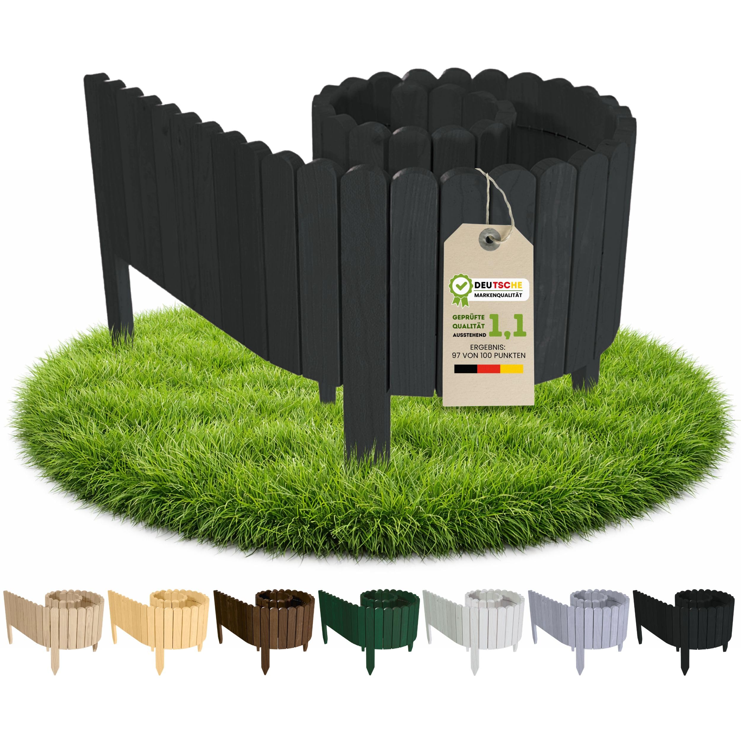 Floranica wooden garden edging 20 cm x 200 cm anthracite lawn border wooden garden fence flecm xible roll border โ image 1