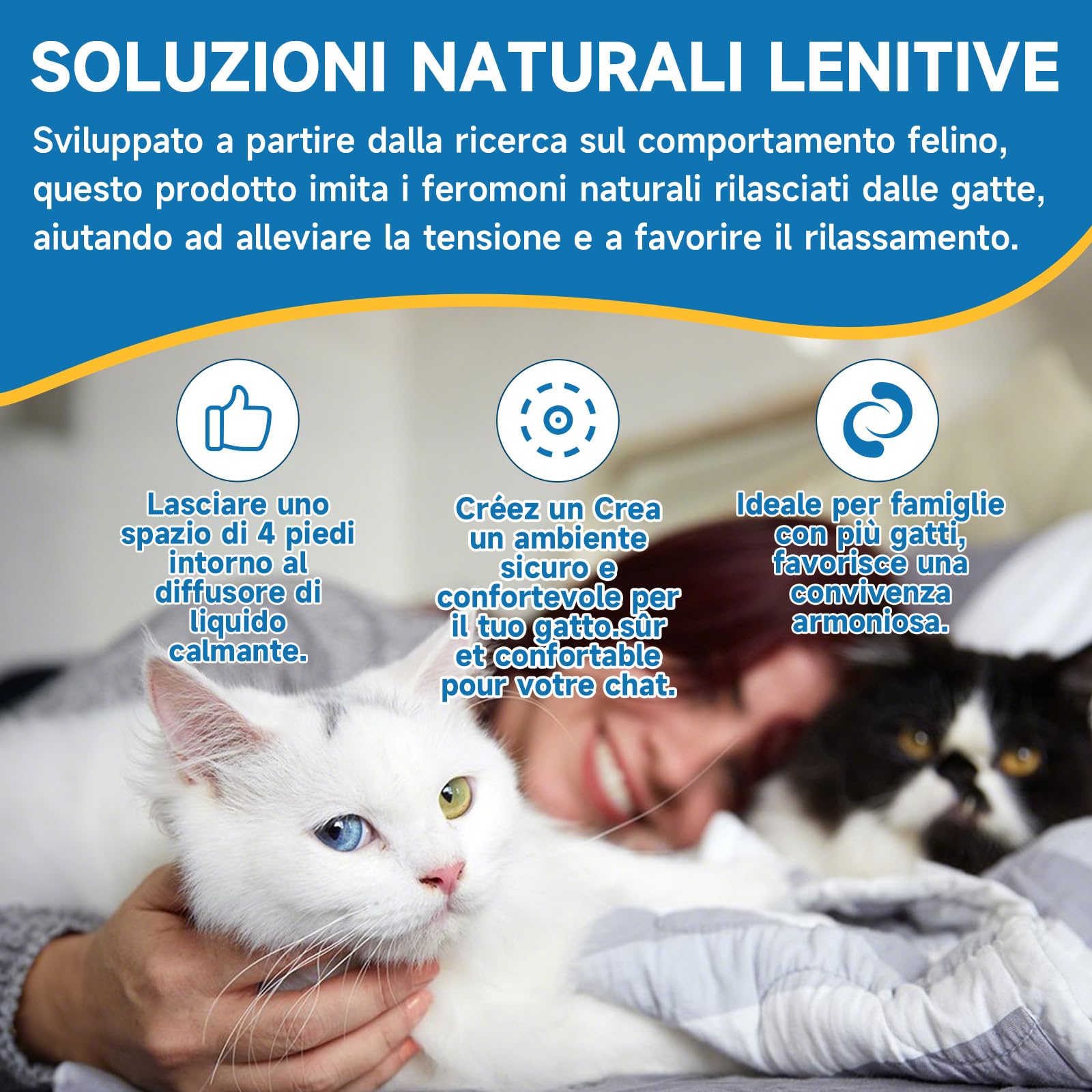 6 In 1 Diffusore Feromoni per Gatti, Compatibile con Tutti i Diffusori Comuni, Calmante per Gatti da 120 Giorni per Alleviare Stress, Rilassanti Ansia, Diffusore Calmante per Feromoni Gatto e Gattini