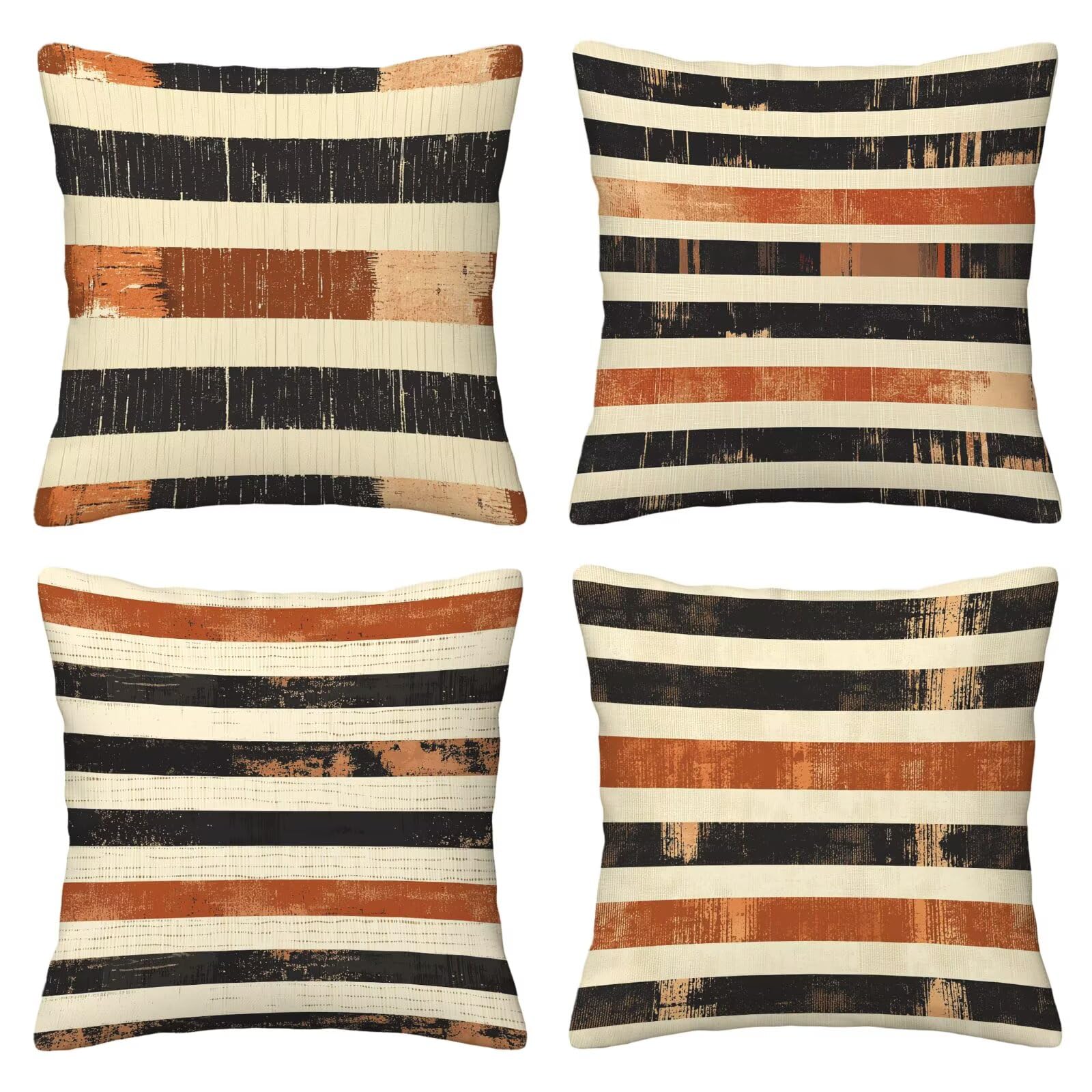 Kissenbezug 55x55 Braun 4er Set Samt Kissenbezüge Streifen Zierkissenbezug Kissenhülle Dekorative Weiche Quadratische Dekokissenbezug Sofakissenbezug Couchkissen für Deko Schlafzimmer Wohnzimmer R-79