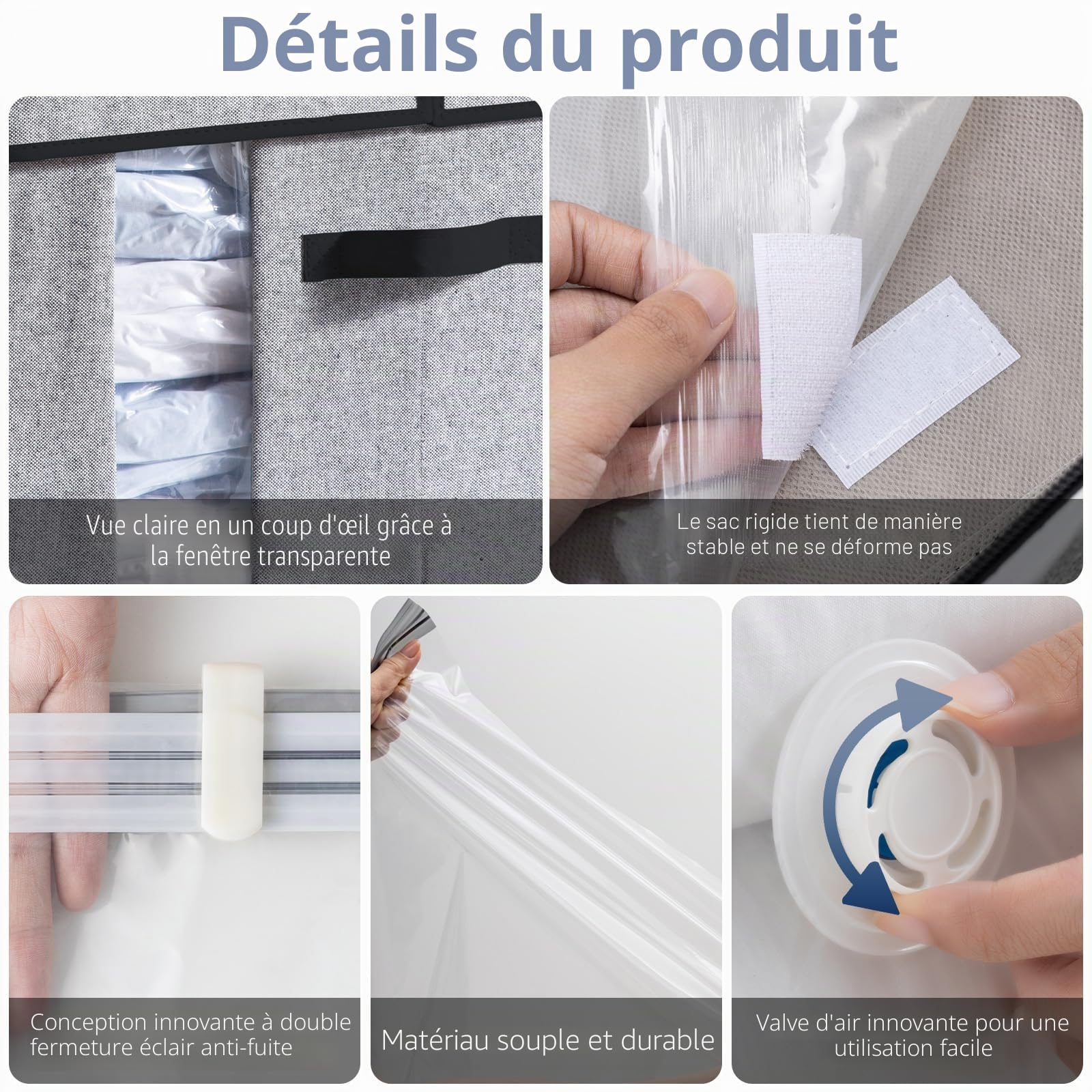 TAILI Sac de Rangement Sous Vide avec Boîte(1 Boîte + 1 Sac) - 2 en 1-53 x 38 x 30 cm Housse Pour couettes, vêtements, linge de lit - Pliable sous le lit - Économisez 80% d'espace