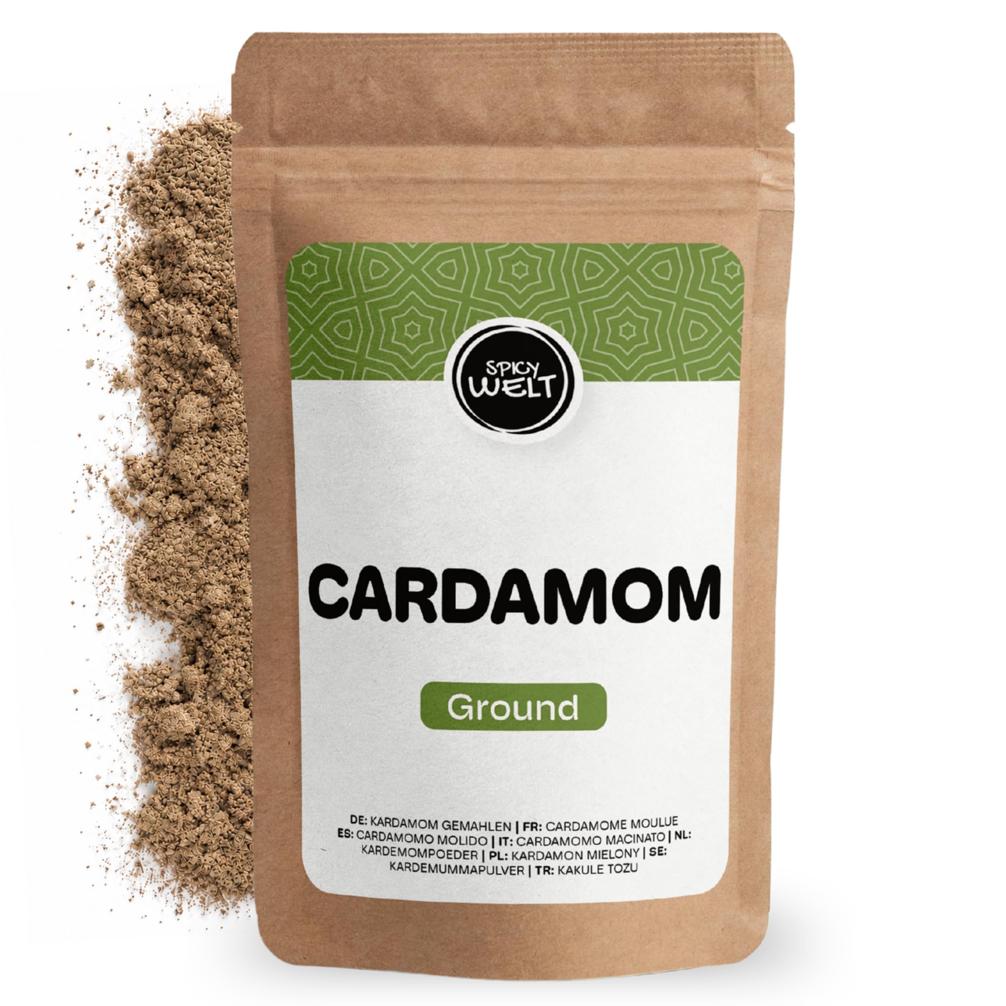 Spicy Welt Kardamon Mielony (250g) – Kardamon w Proszku do Kawy, Ciast Drożdżowych, Drożdżówek, Owsianki i Deserów | Egzotyczny Cytrusowy Aromat | 100% Naturalny, Bez Dodatków