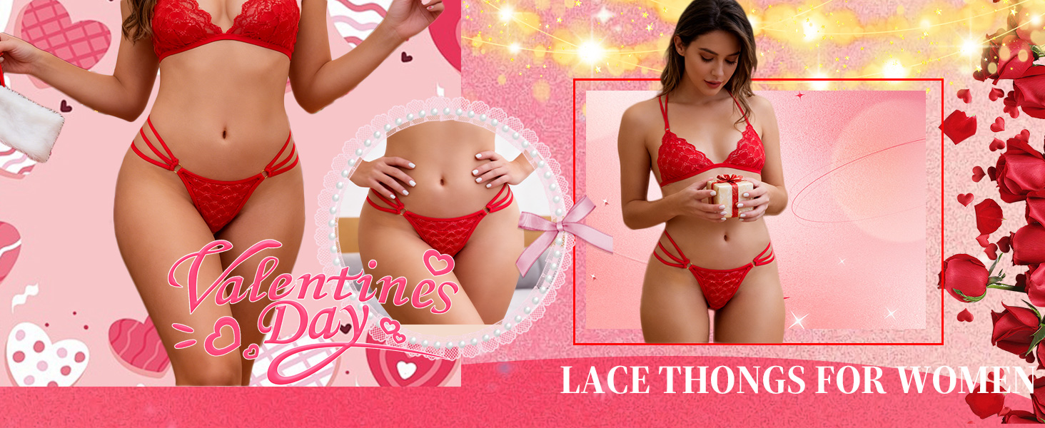 Hibluco Womens Underwear Sexy Panties Lace Bikini Thong - View #3