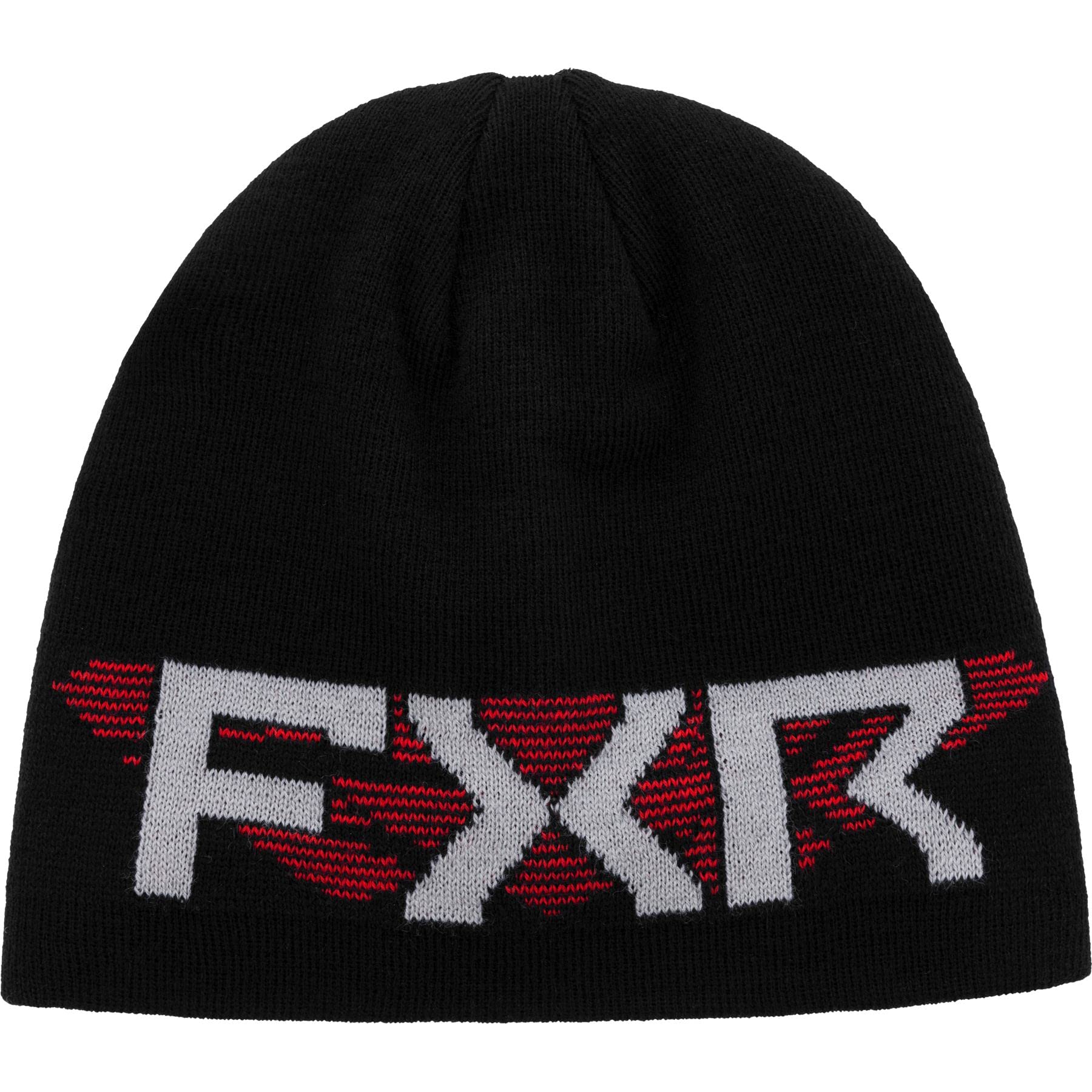 FXR Youth Split Beanie Classic Skull Fit Soft Acrylic Jacquard Knit - Black/Red