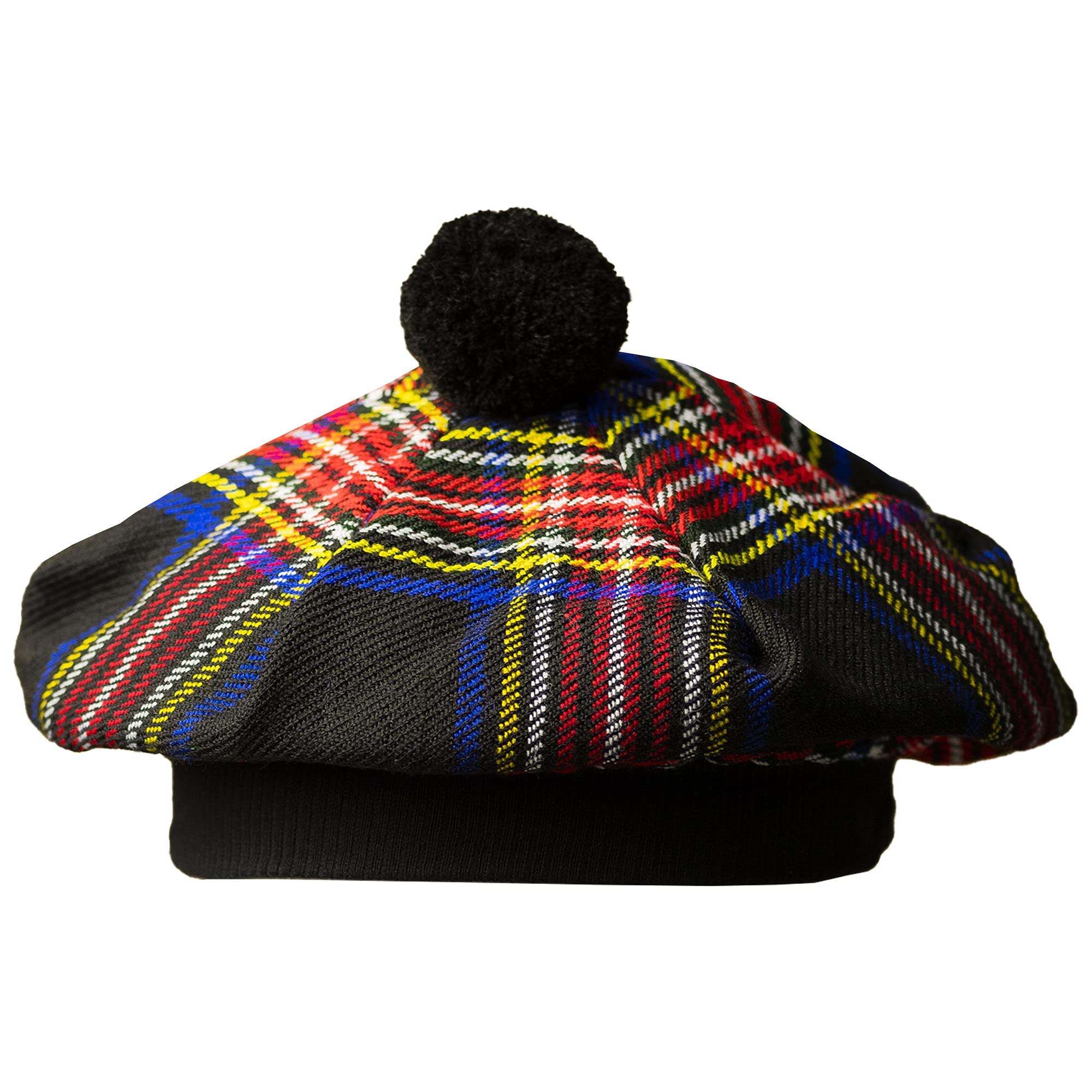 Scottish Tam O’ Shanter Hat Tartan Bonnet Pom Pom Wool Flat Cap One Size