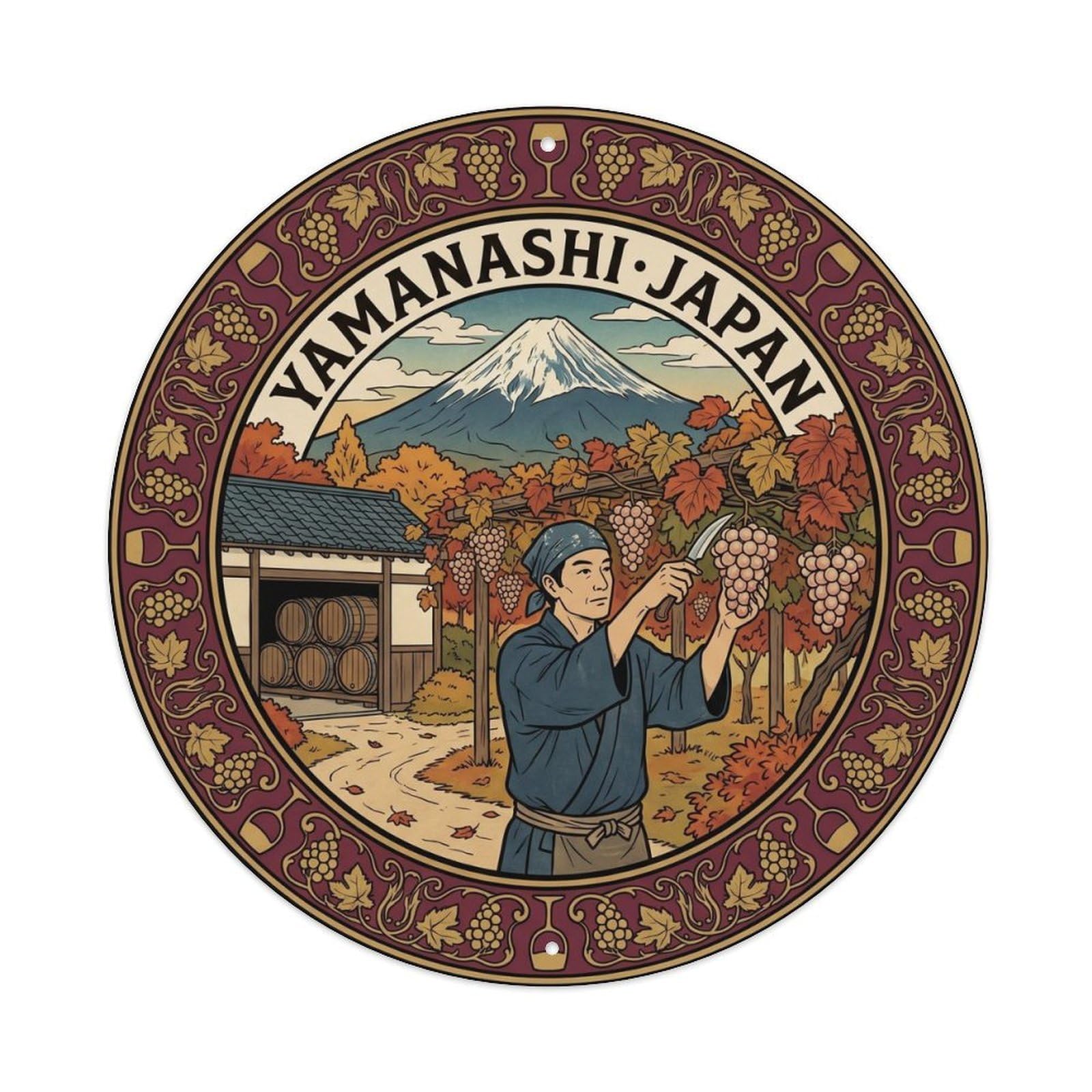 Yamanashi Grape Harvest Rural Culture Travel Metal Tin Sign
