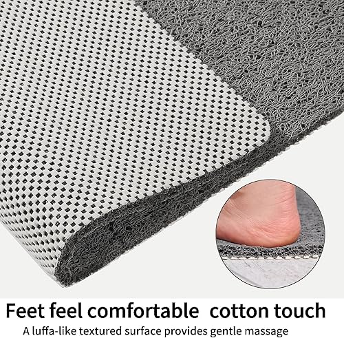 Miniatura 5 de Tapete de ducha para bañera, antideslizante, tapete de baño con textura suave para bañera, esponja de PVC con drenaje, secado rápido, fácil