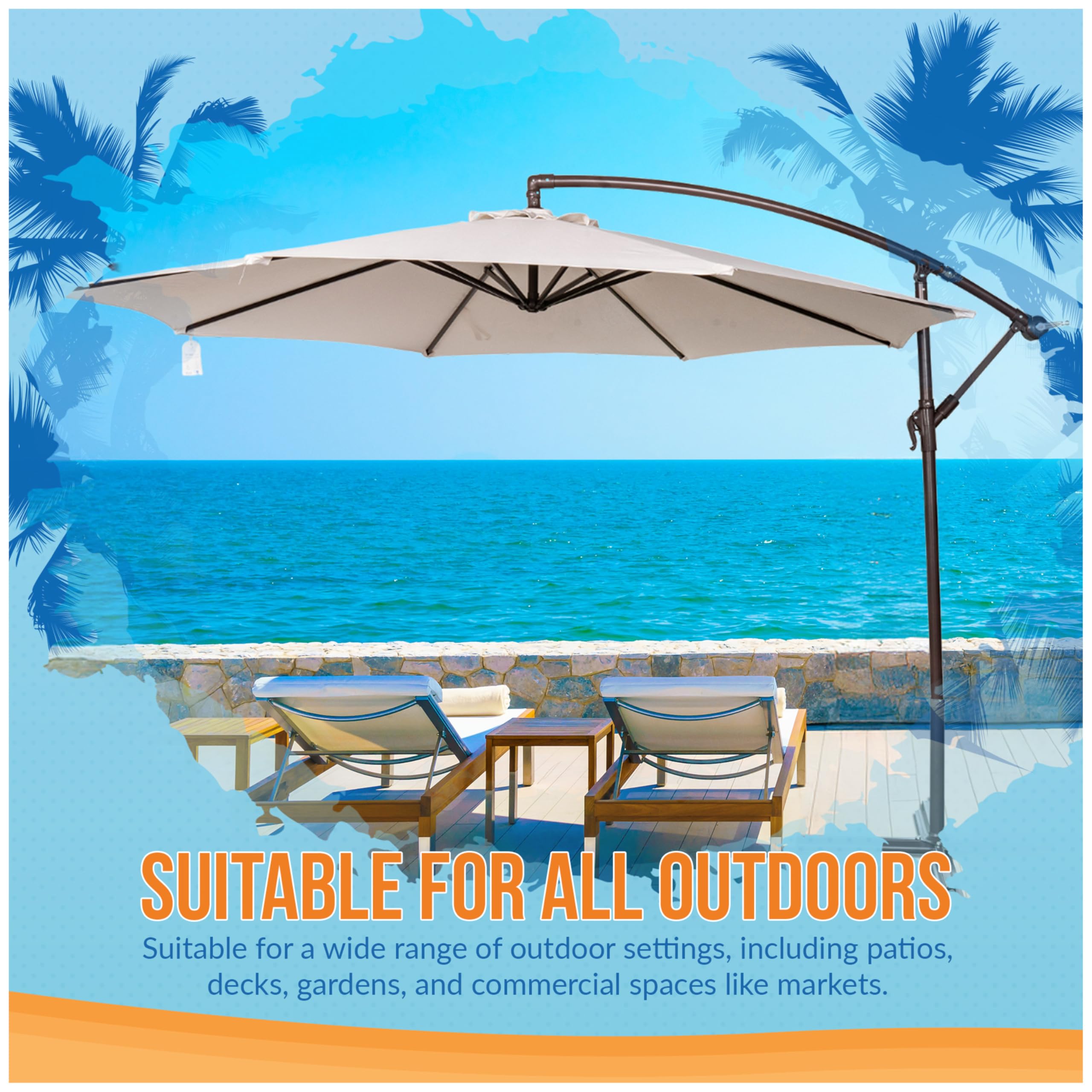 buttercup patio umbrella Sunnydaze 95" Pale Buttercup Solid Octagon Cantilever Umbrella with Solar  LEDs