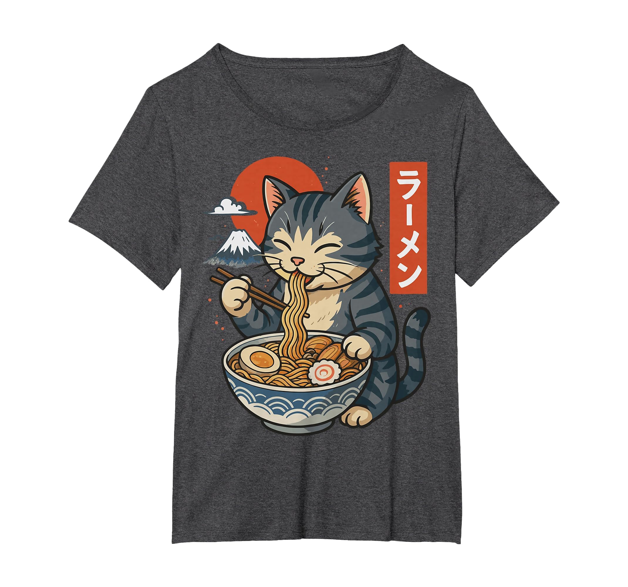 Anime Cat Eating Ramen Retro Kawaii Ramen Cat T-Shirt