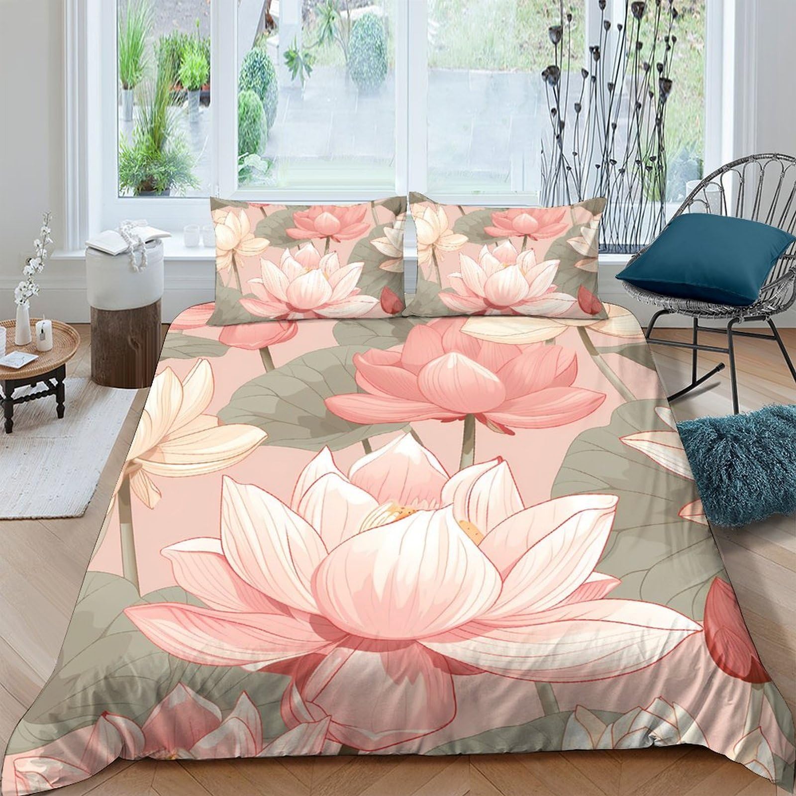 Ctjqhvkz Style-10 3D Printed Lotus Blossom Fitted Sheet Microfiber Soft Pink Floral Mattress Cover For Bedroom Guest Room Decor Single（135X200cm）