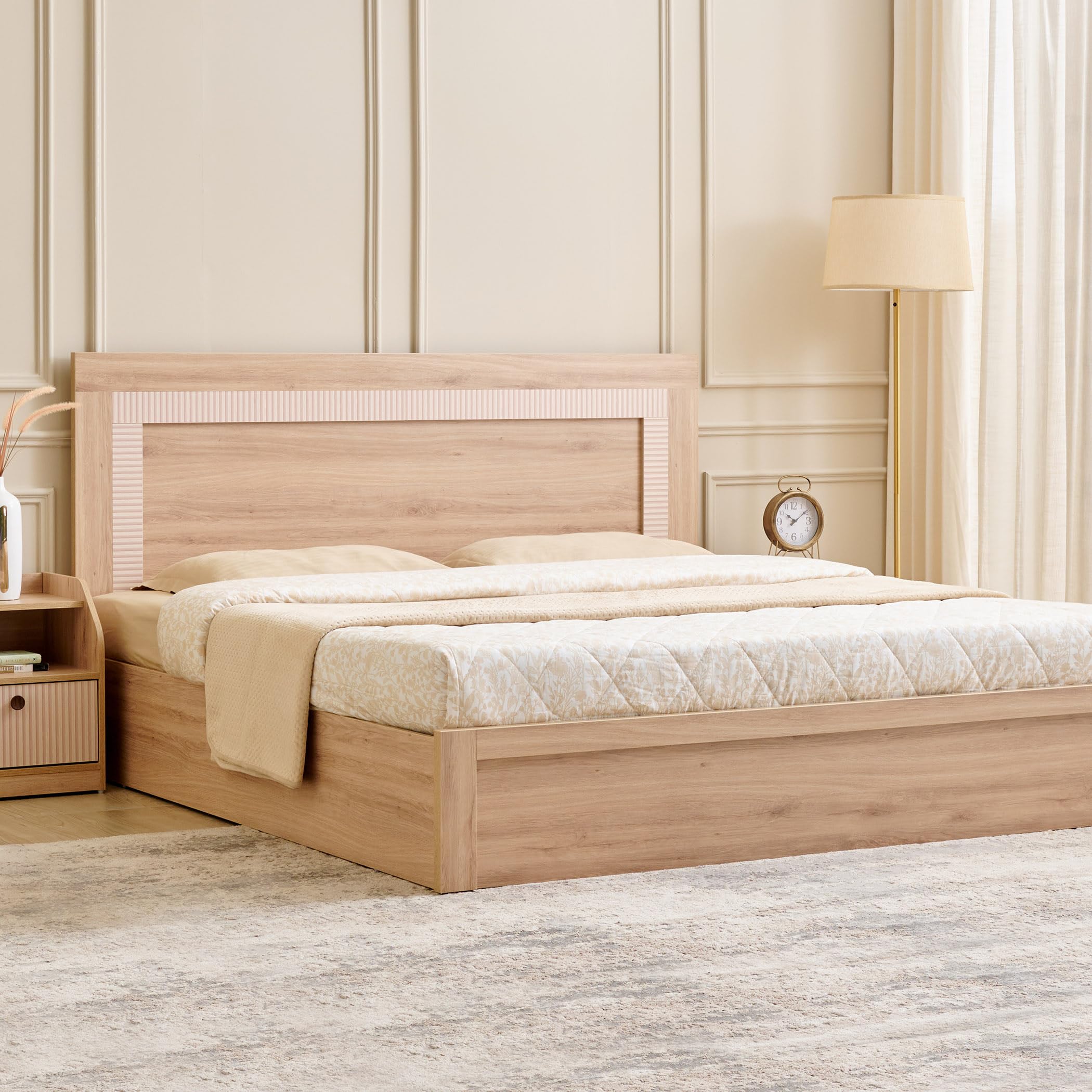 Home Centre Lexus Sahara Queen Bed with Hydraulic Storage - Oak-picture-11