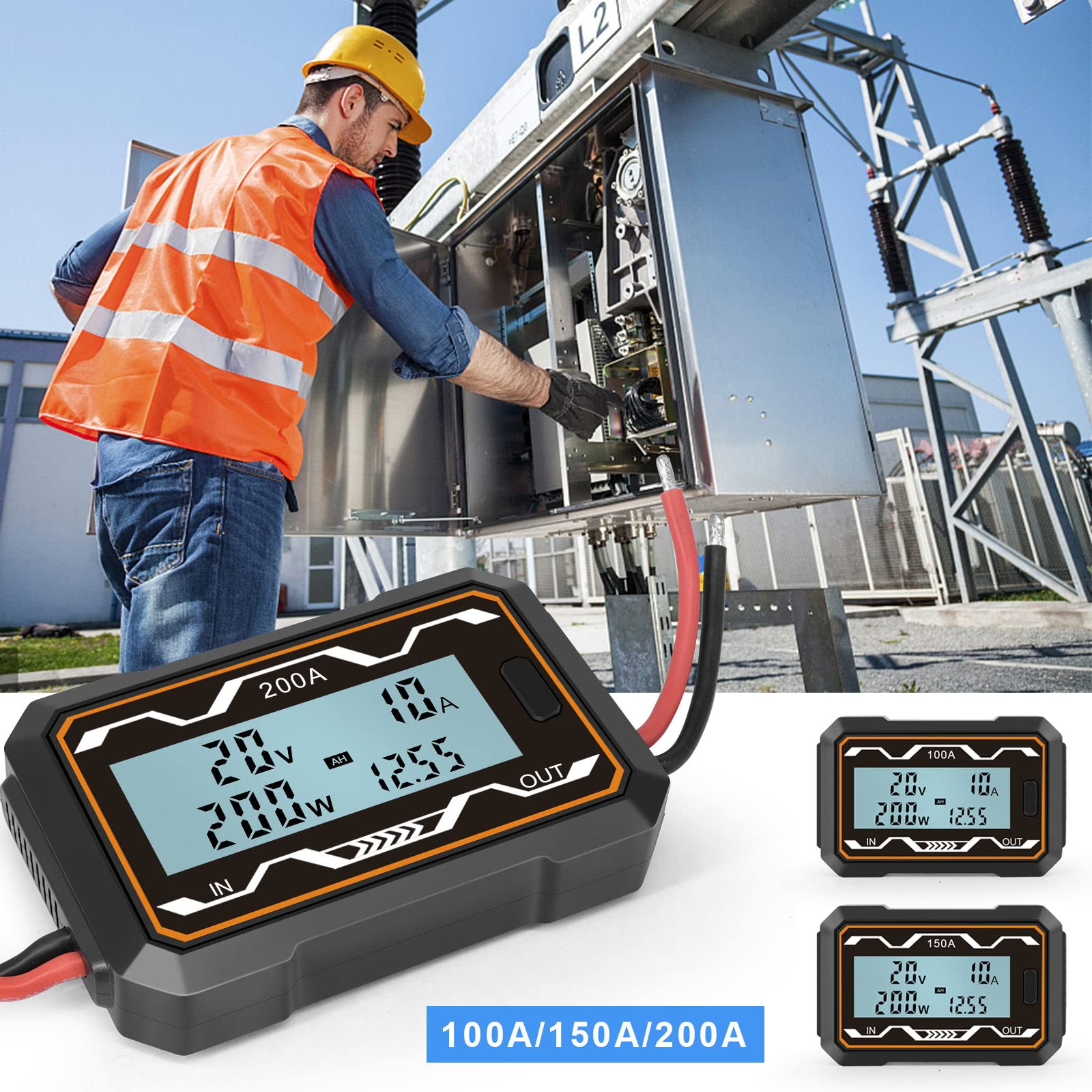 Analyseur de puissance élevée pour wattmètre Testeur 100/150/200 A 0-60 V ABS pour test de compteur de coque