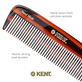 Kent 12T Wide-Tooth Detangling Comb - Handmade Pocket Comb for Thick, Curly, Wavy Hair - Large Saw-Cut and Hand-Polished Grooming Comb for Hair, Beard, and Mustache