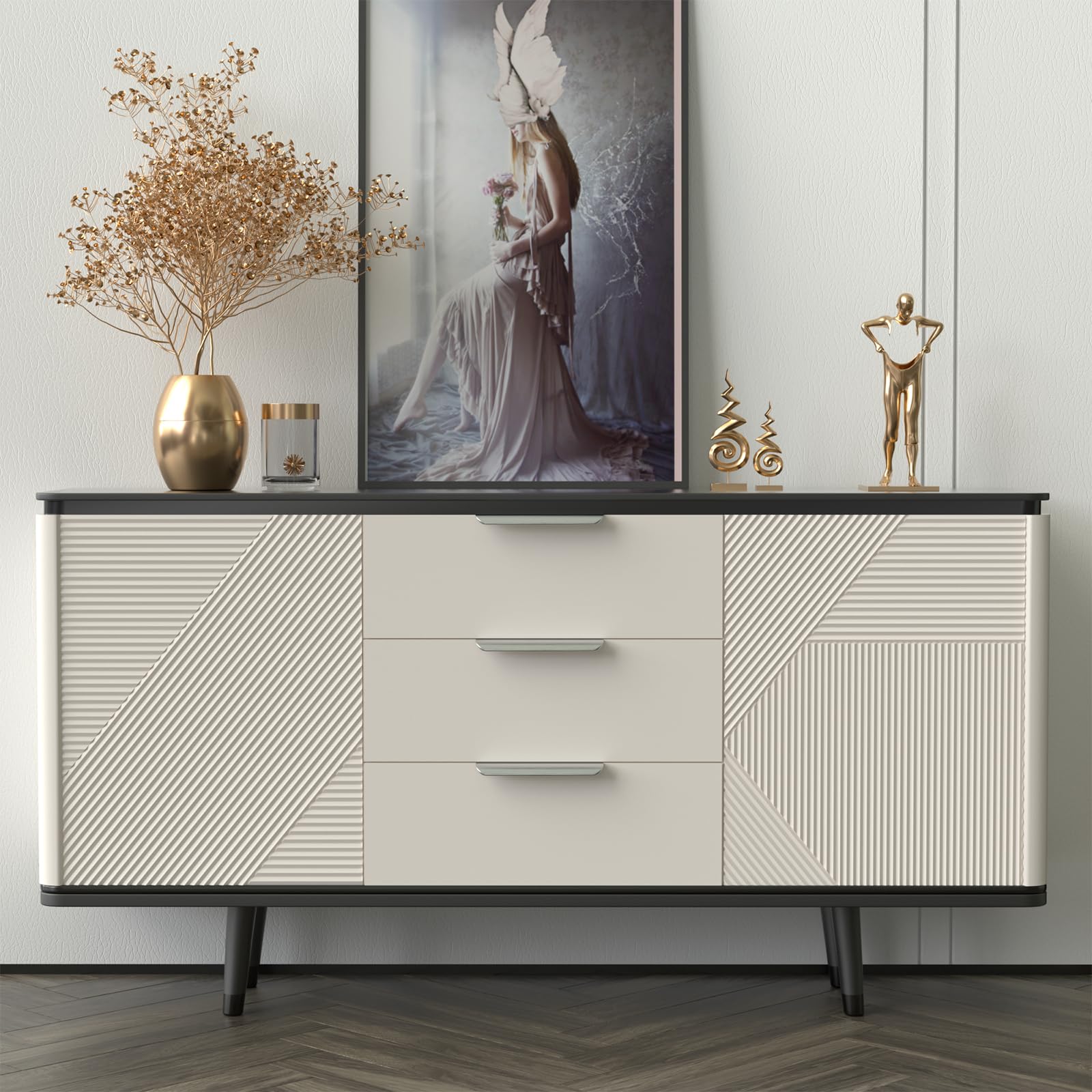 Goldenwarm Lot de 15 Poignee de Meuble Cuisine Poignée Meuble Invisible Noir -LS7027SNB128 Poignée Profil Aluminium Cuisine Brossé en Alliage d'Aluminium Entraxe 128mm