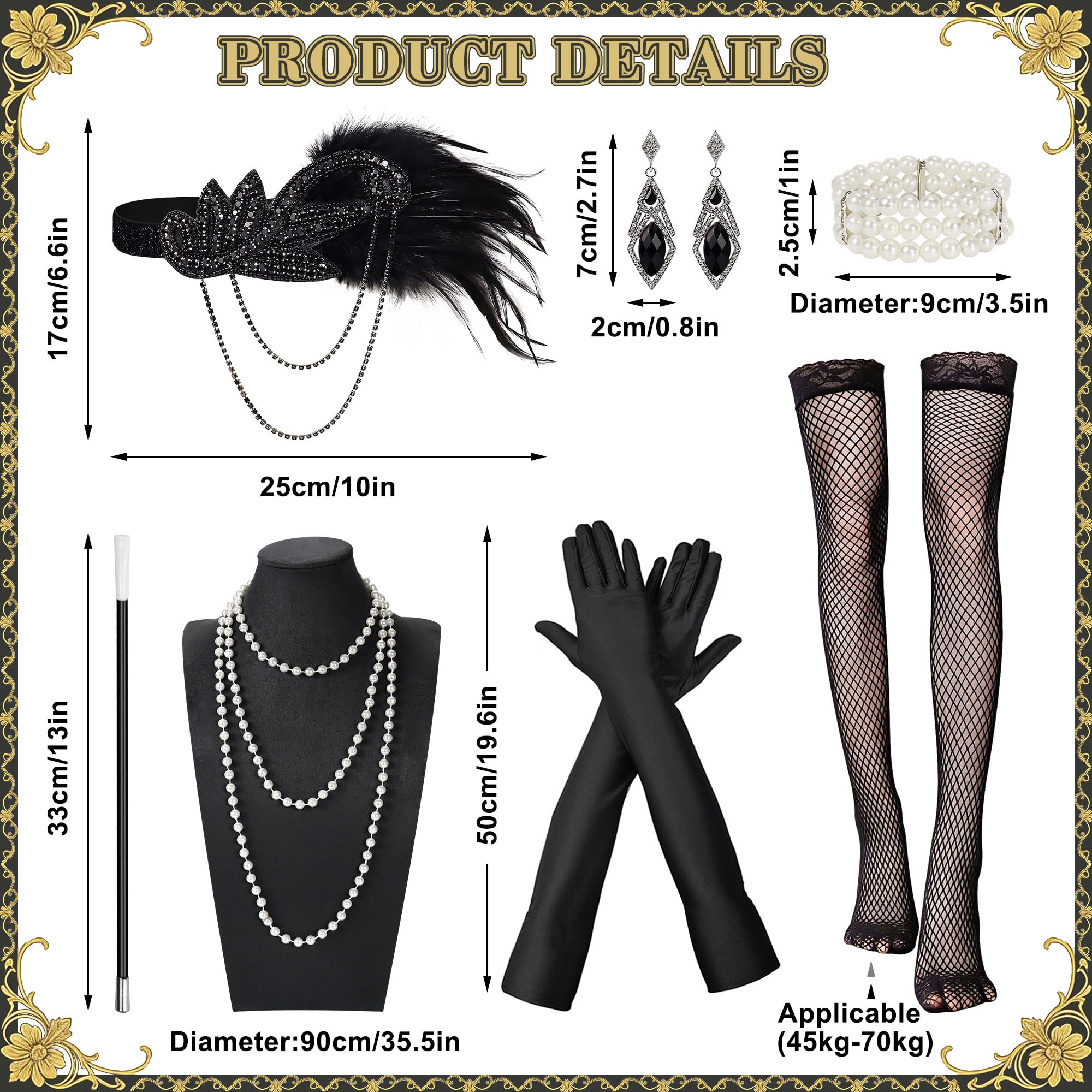 7PCS 1920s Flapper Great Gatsby Accessories Set - Image 2