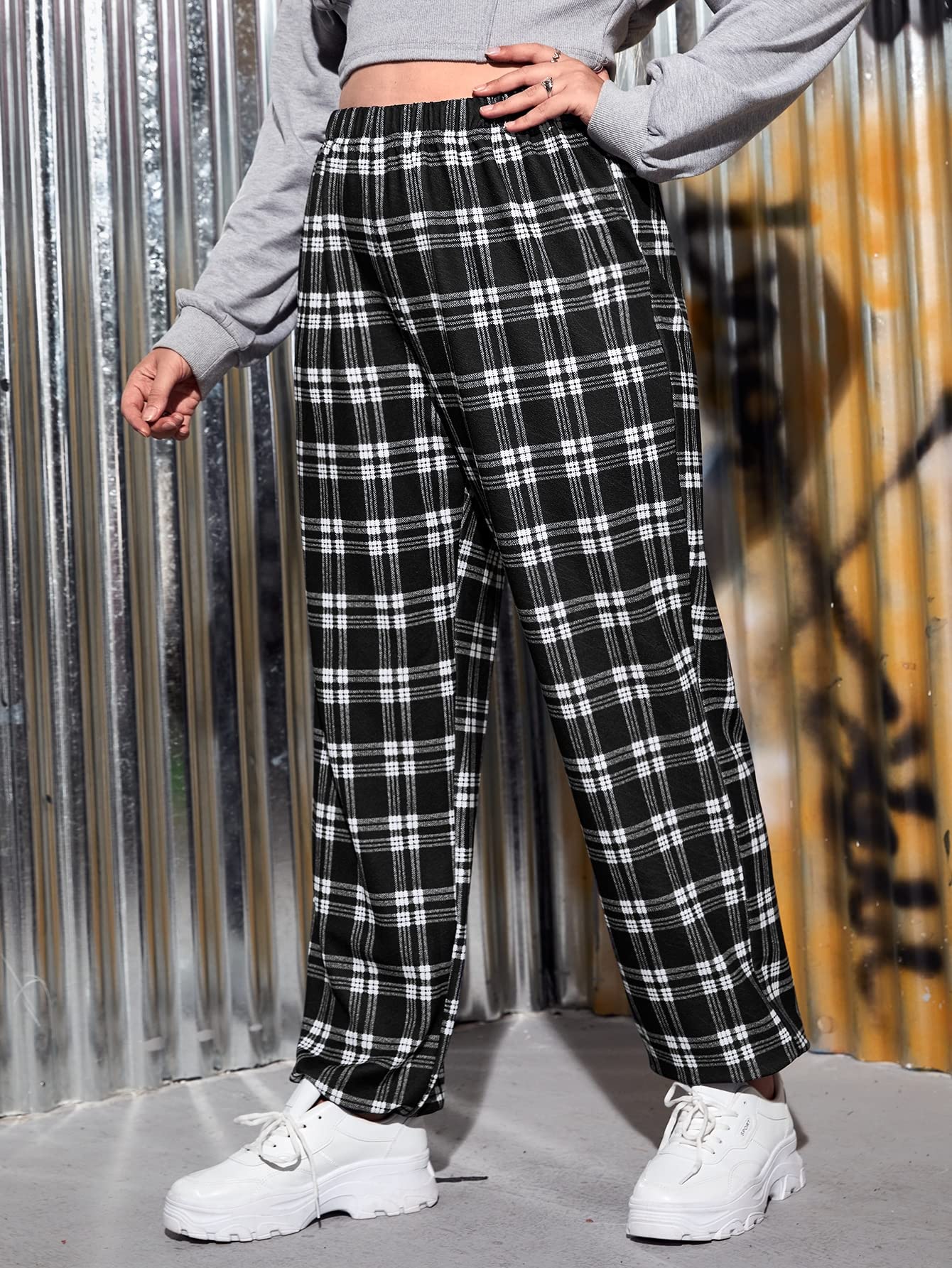 Plaid Pants Plus Size Casual Pants Plus Size Plaid Jeans Women