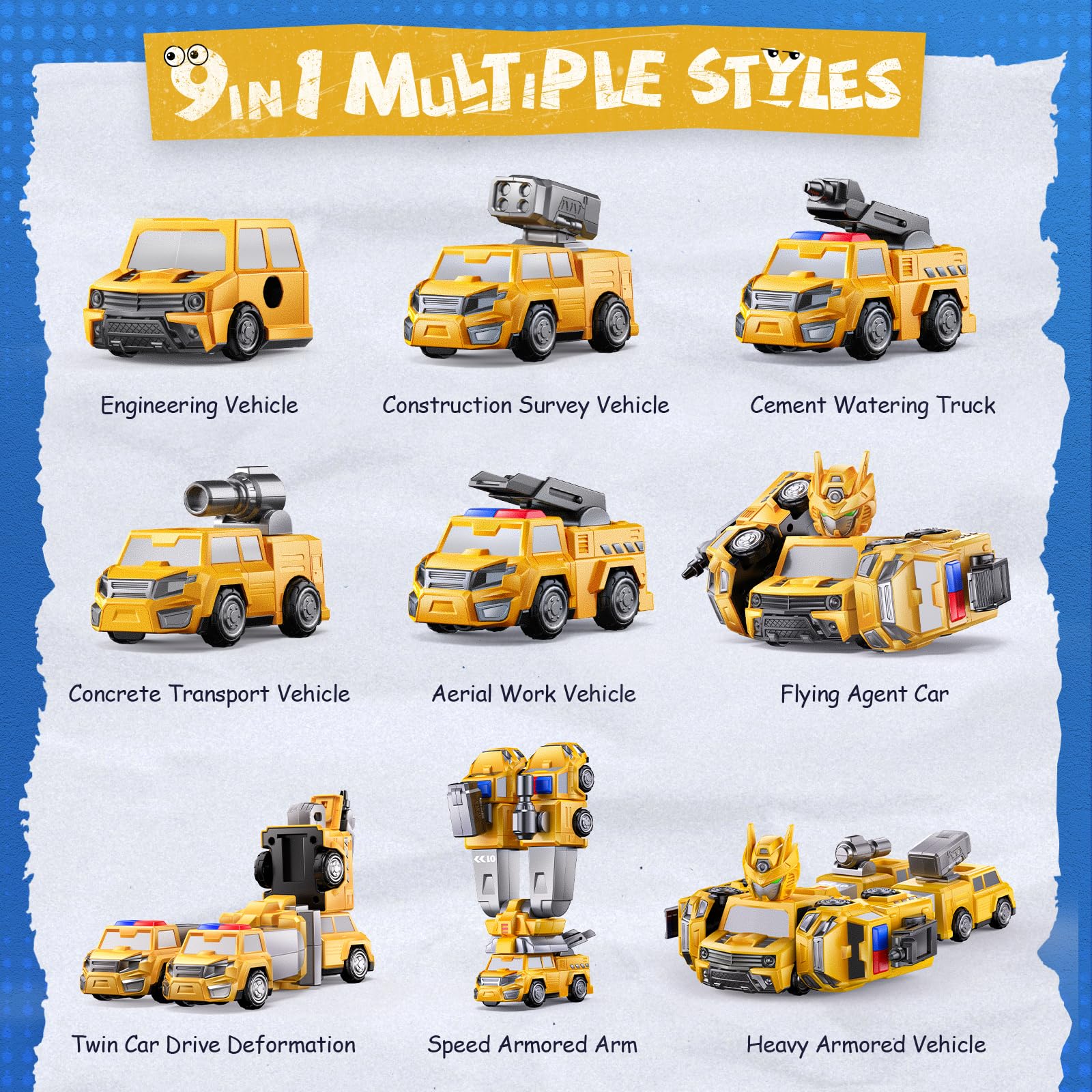 Robot de construcción magnética 5 en 1, regalos para niños de 3, 4, 5, 6 años, fácil de ensamblar, camiones transformadores para niños, ideales para regalo de cumpleaños para niños de 3, 4 7