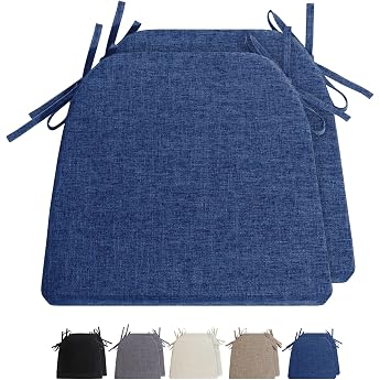 2 x Chair Cushions with Ties Washable Non-Slip Seat Cushion Non-Slip Horseshoe Seat Cushion Linen Memory Cotton Cushion Thick Seat Cushions Ideal for Home and Garden Decoration 42 x 40 x 4 cm