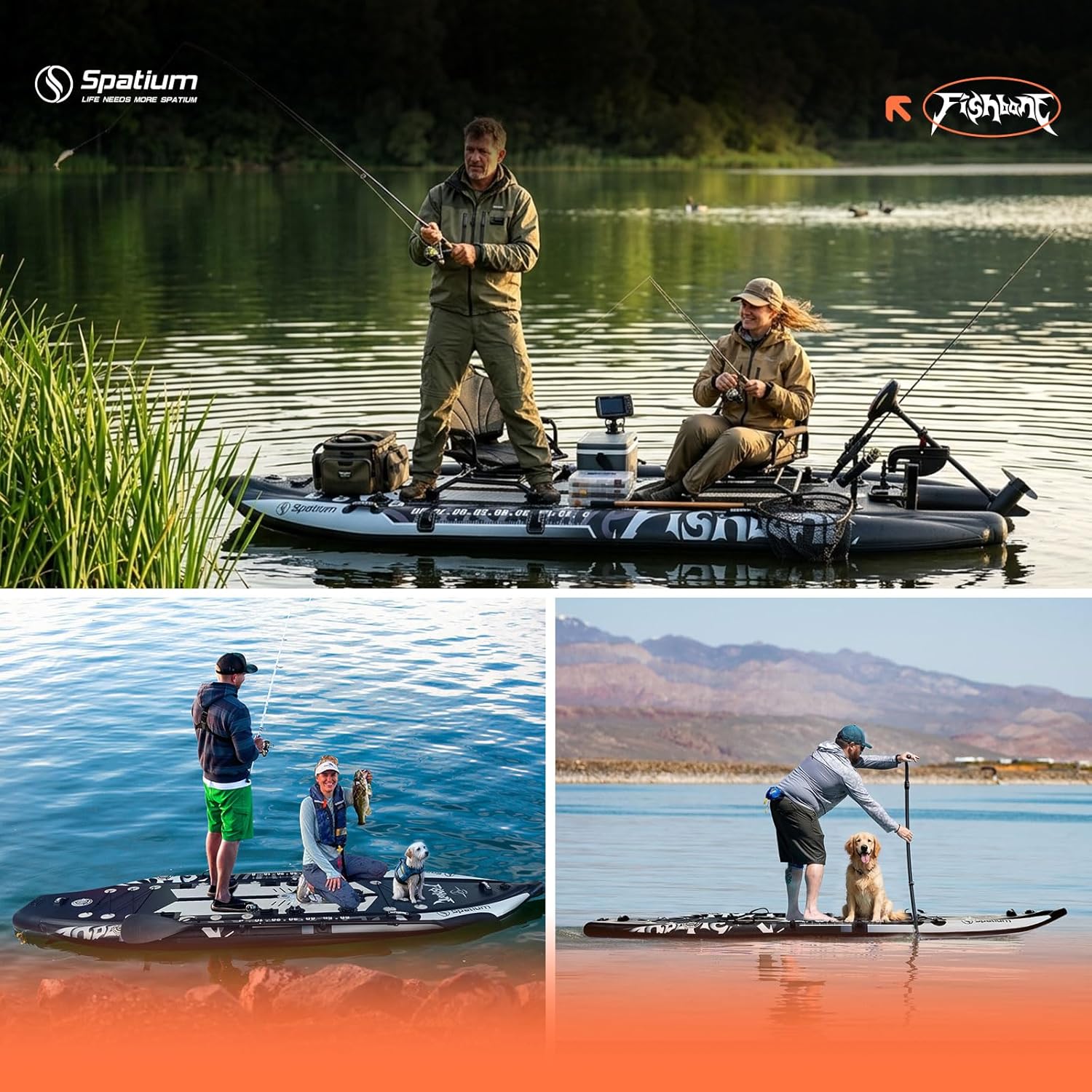 Spatium Triple Chamber Fishing Board SUP Inflatable Stand Up Paddle Board 11'*48"*6",Fishing Kayak with Premium Accessories 2 Fishing Rod Holders