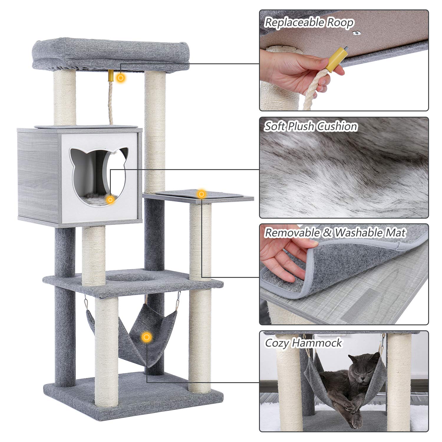 Buy Made4Pets Cat Tree for Indoor Cats Modern Wooden Cat Tower with