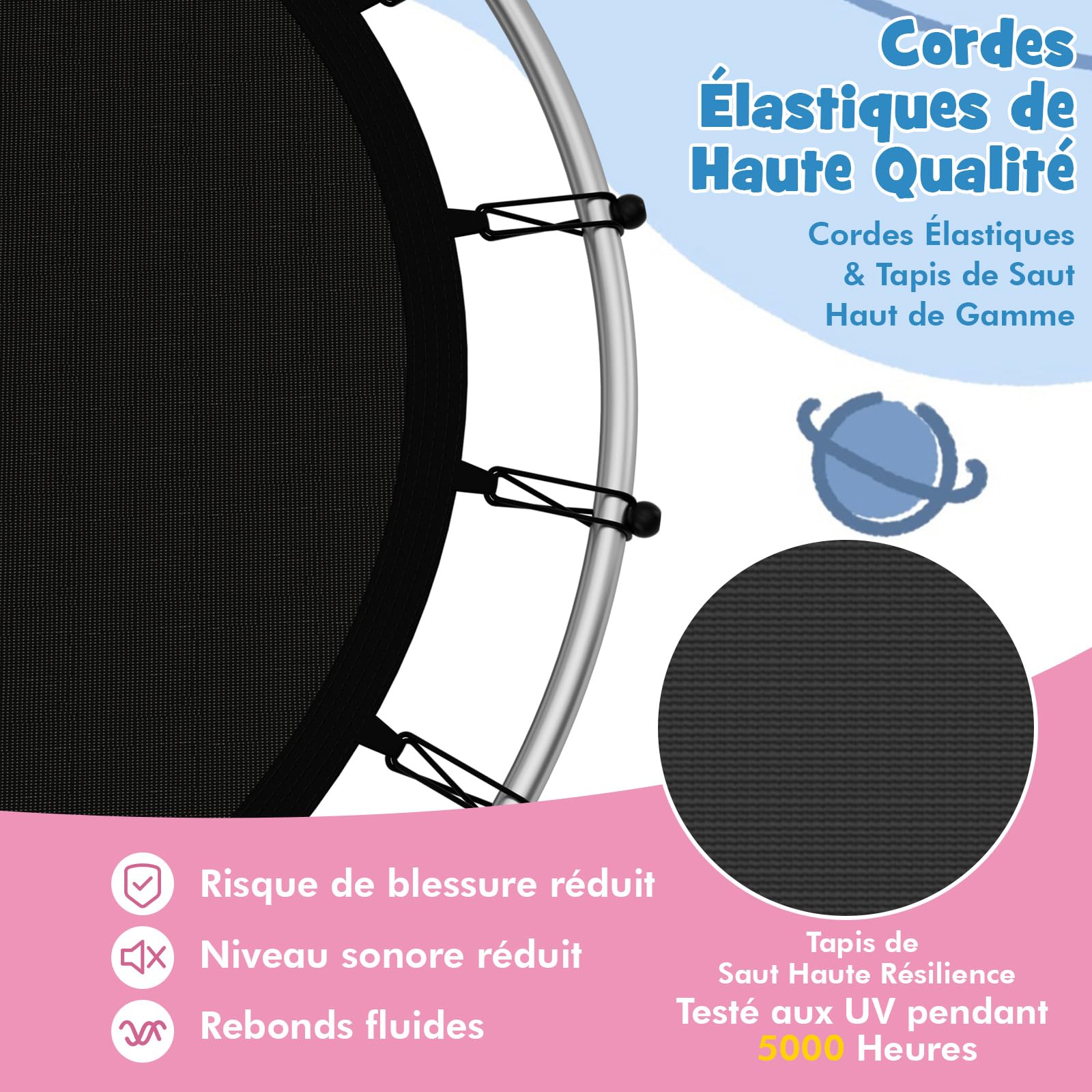 COSTWAY Trampoline Extérieur Enfants Ø165 CM avec Filet de Sécurité, Trampoline Enfants avec Cadre en Acier & 6 Poteaux Recouvert de Mousse, Charge Max 135kg pour Garçon et Fille…
