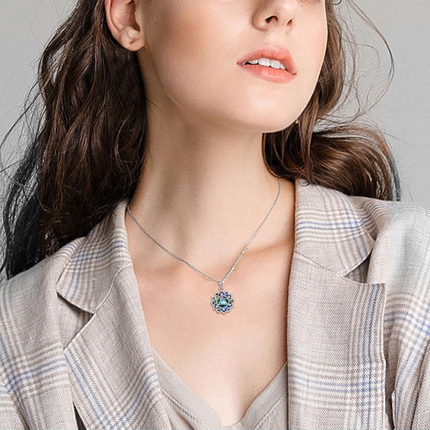 ONEFINITY Lotus Necklace 925 Sterling Silver Moonstone Pendant Necklace Yoga Lotus Jewelry for Women - Image 2