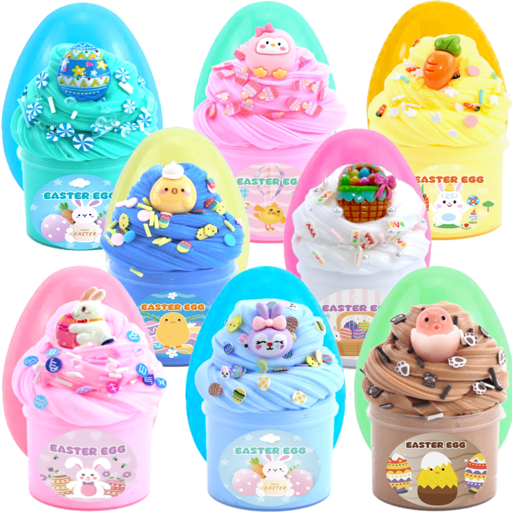 8Pc Butter Slime kit for Kids,Party Favors Stretchy and Non-Sticky, Sensory Play Kit and Easter Basket Fillers