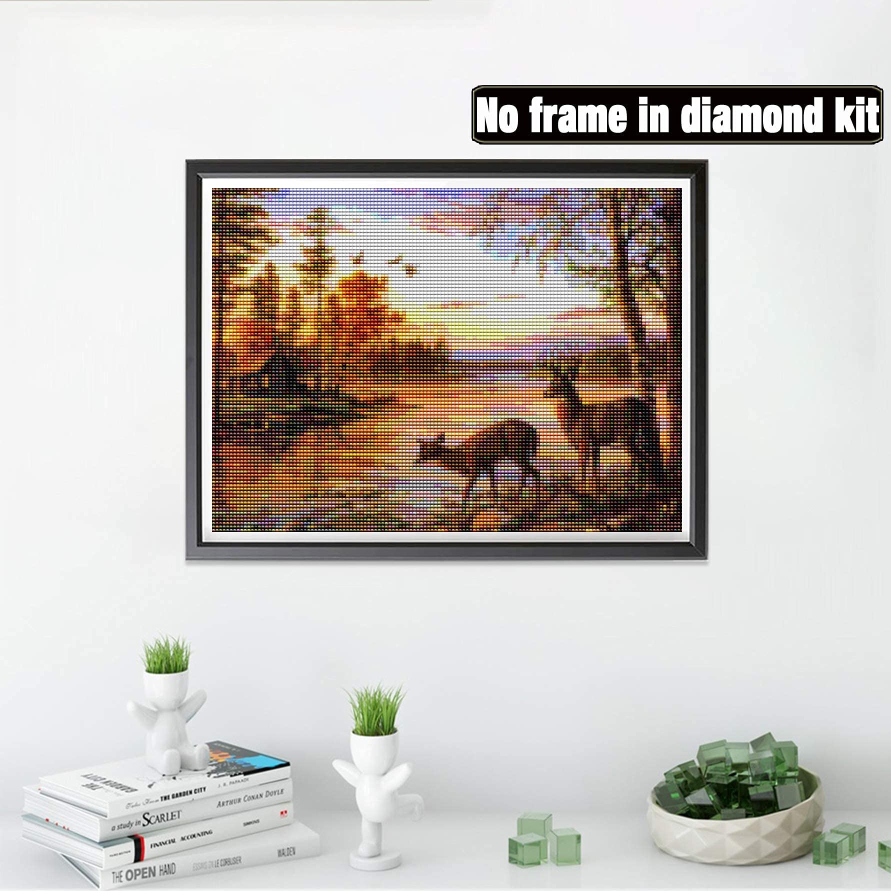 DIY 5D Diamond Painting Kit "Tramonto Con Cervo" – Quadro Completo 30x40 Cm Con Cristalli, Accessori E Tela HD